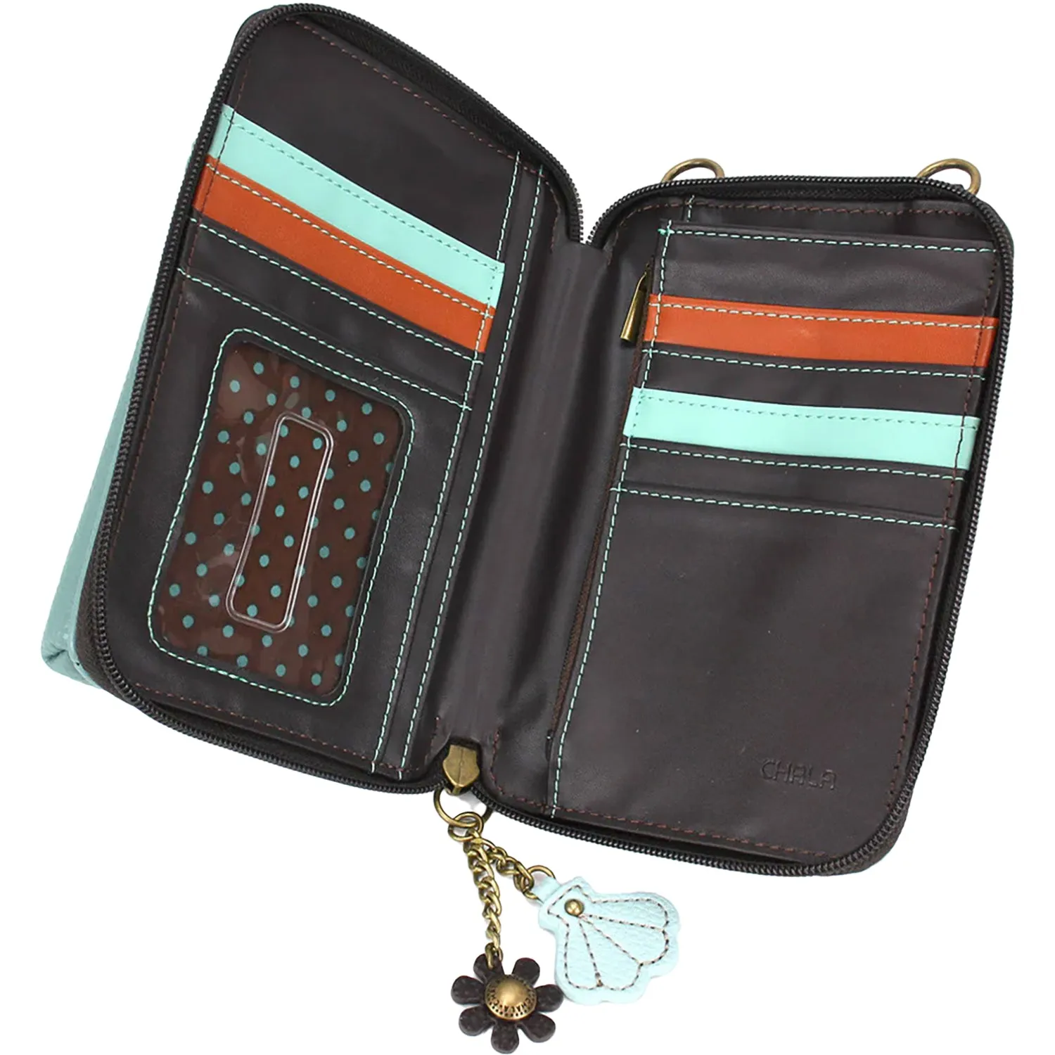Chala Handbags Turtle Wallet Crossbody Blue