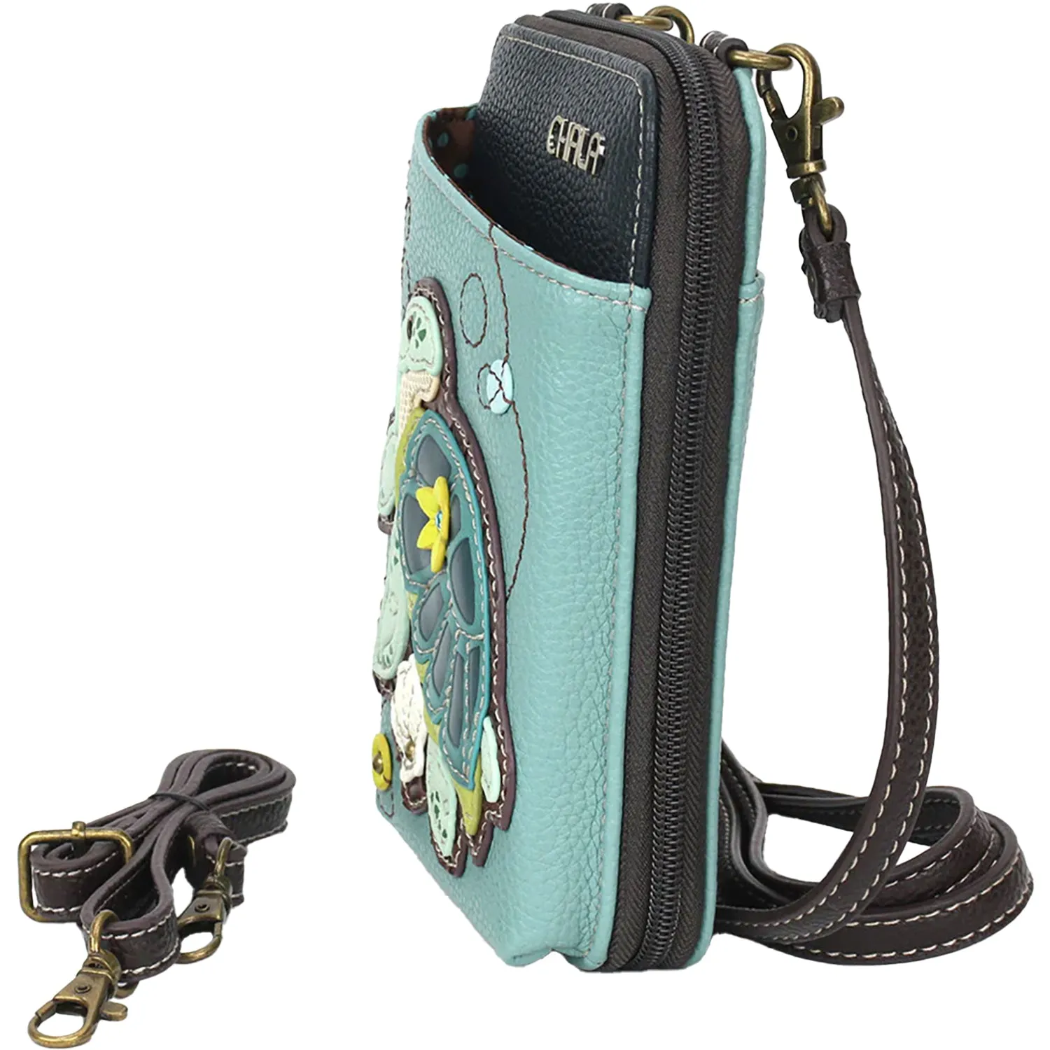 Chala Handbags Turtle Wallet Crossbody Blue