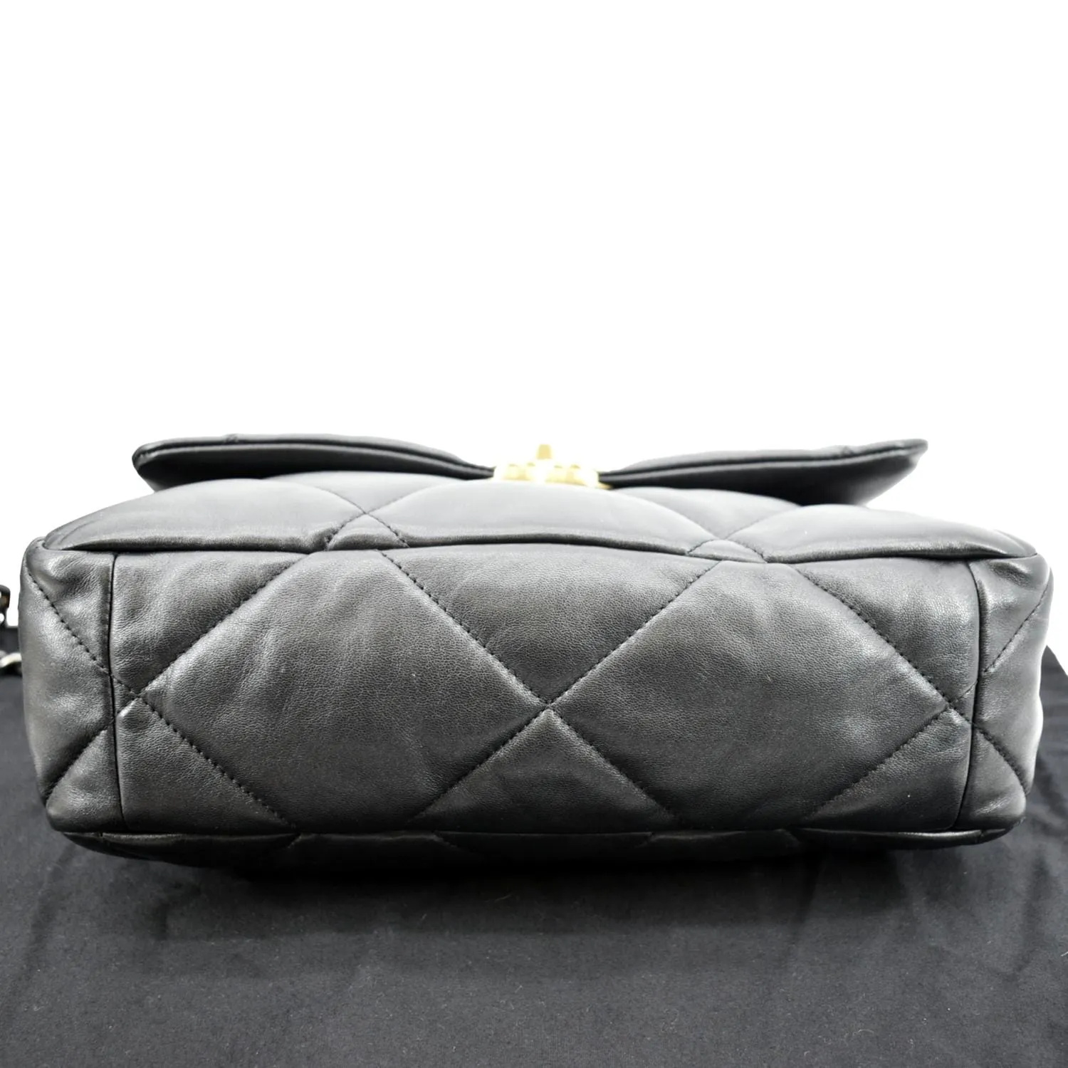 CHANEL 19 Flap Quilted Lambskin Leather Shoulder Bag Black
