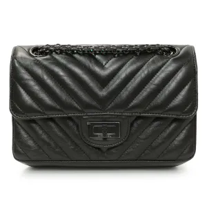 Chanel Black Aged Calfskin Chevron 2.55 Reissue Flap 224