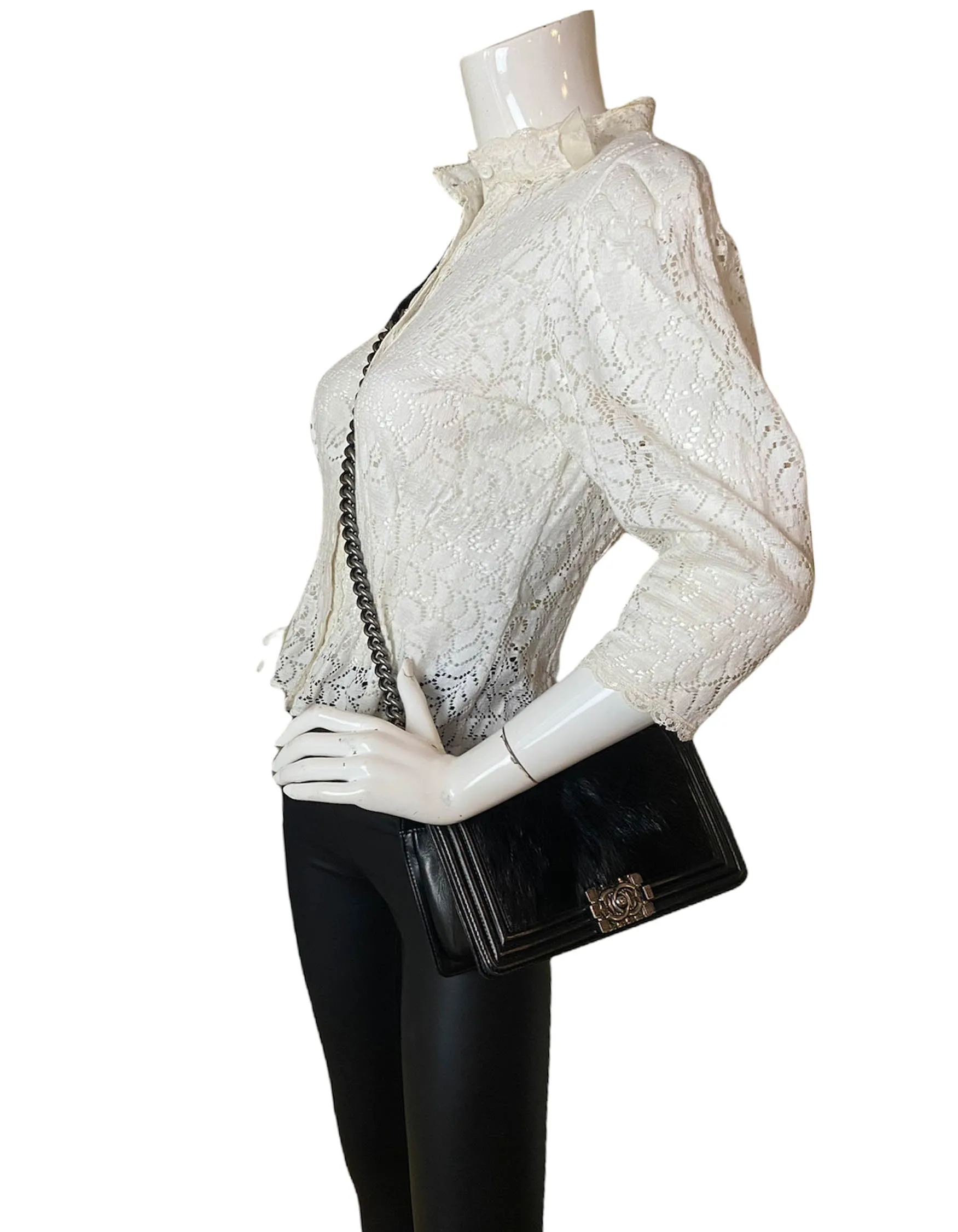 Chanel Black Goat Hair Medium Celtic Boy Flap Bag