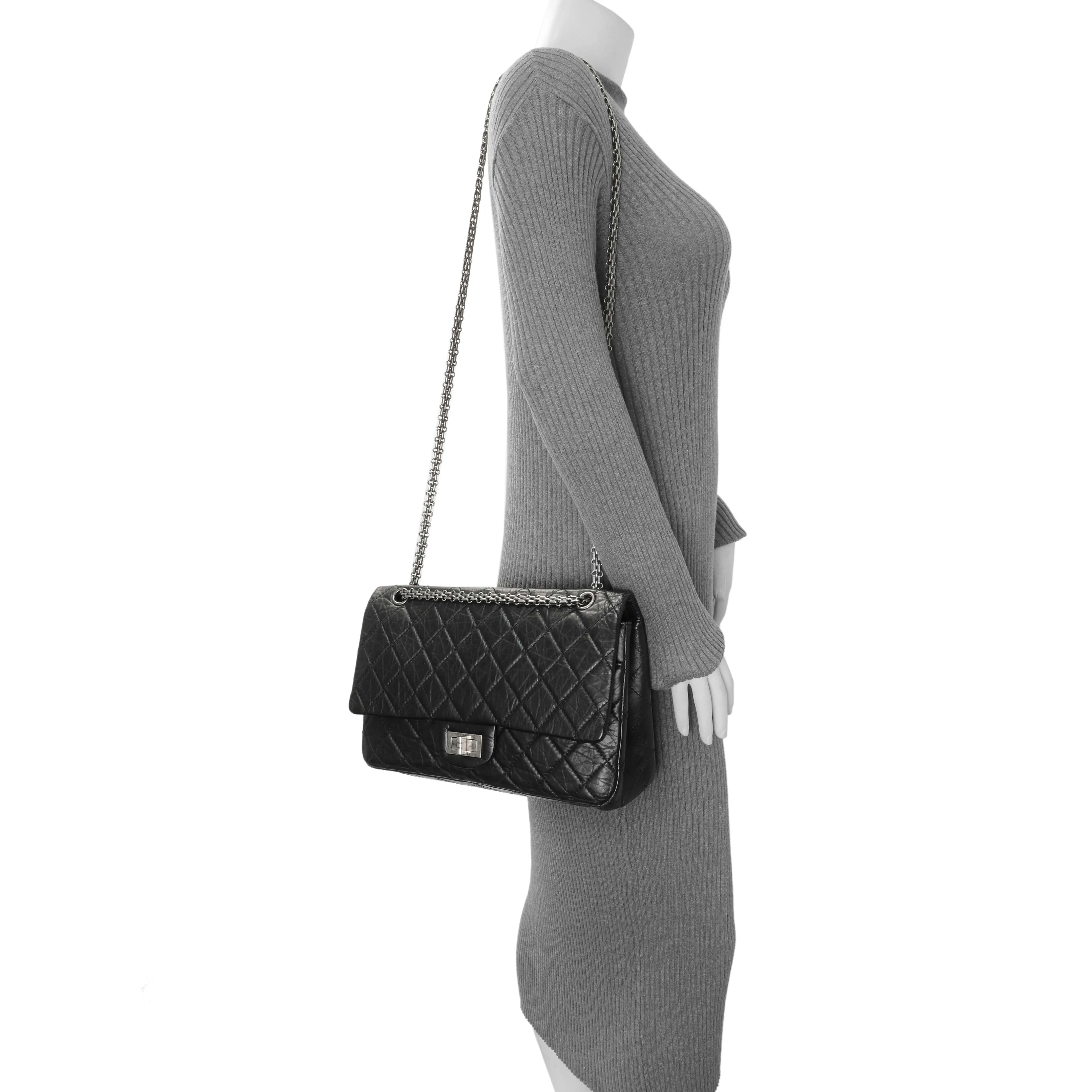 Chanel Black Quilted Aged Calfskin 2.55 Reissue 227 Flap