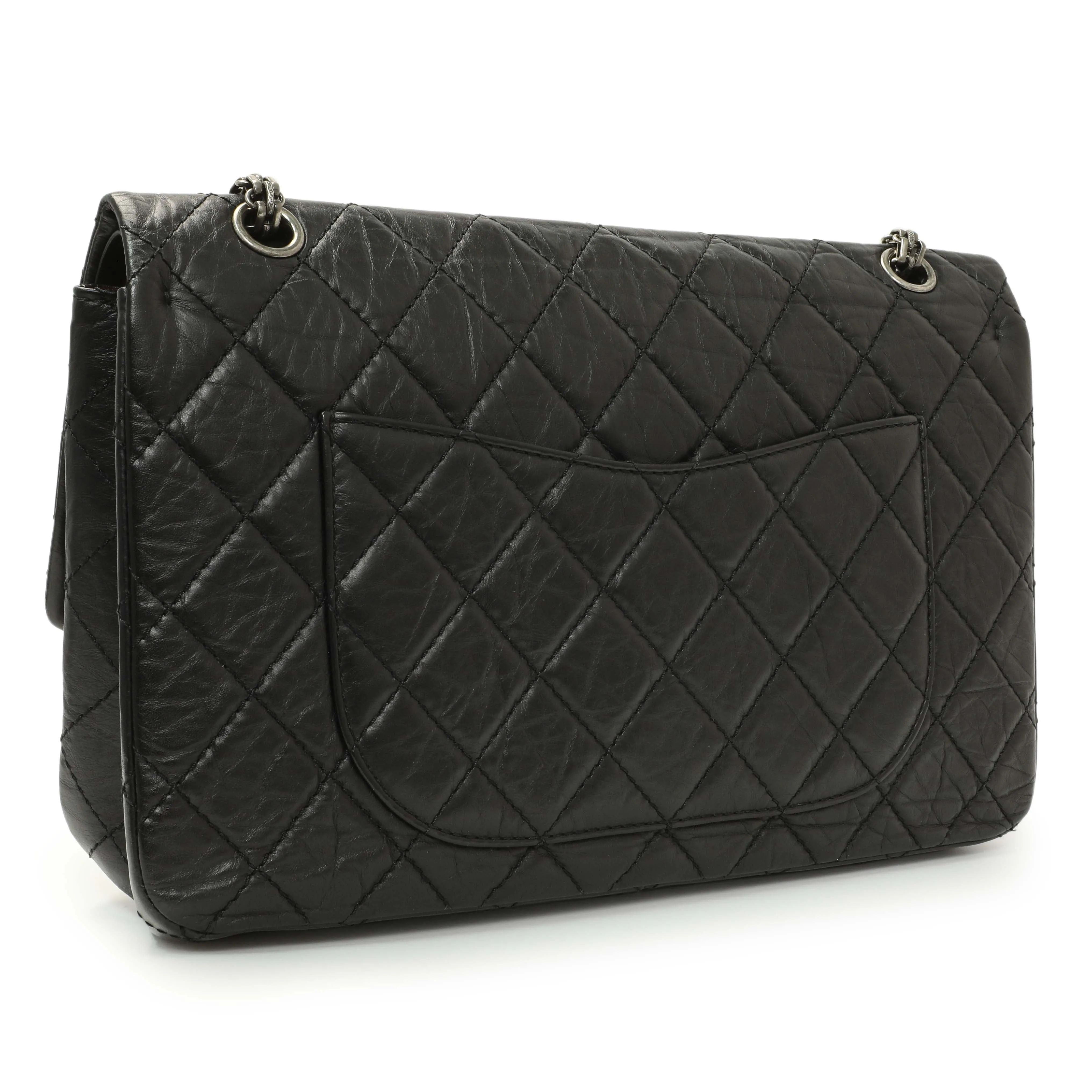 Chanel Black Quilted Aged Calfskin 2.55 Reissue 227 Flap