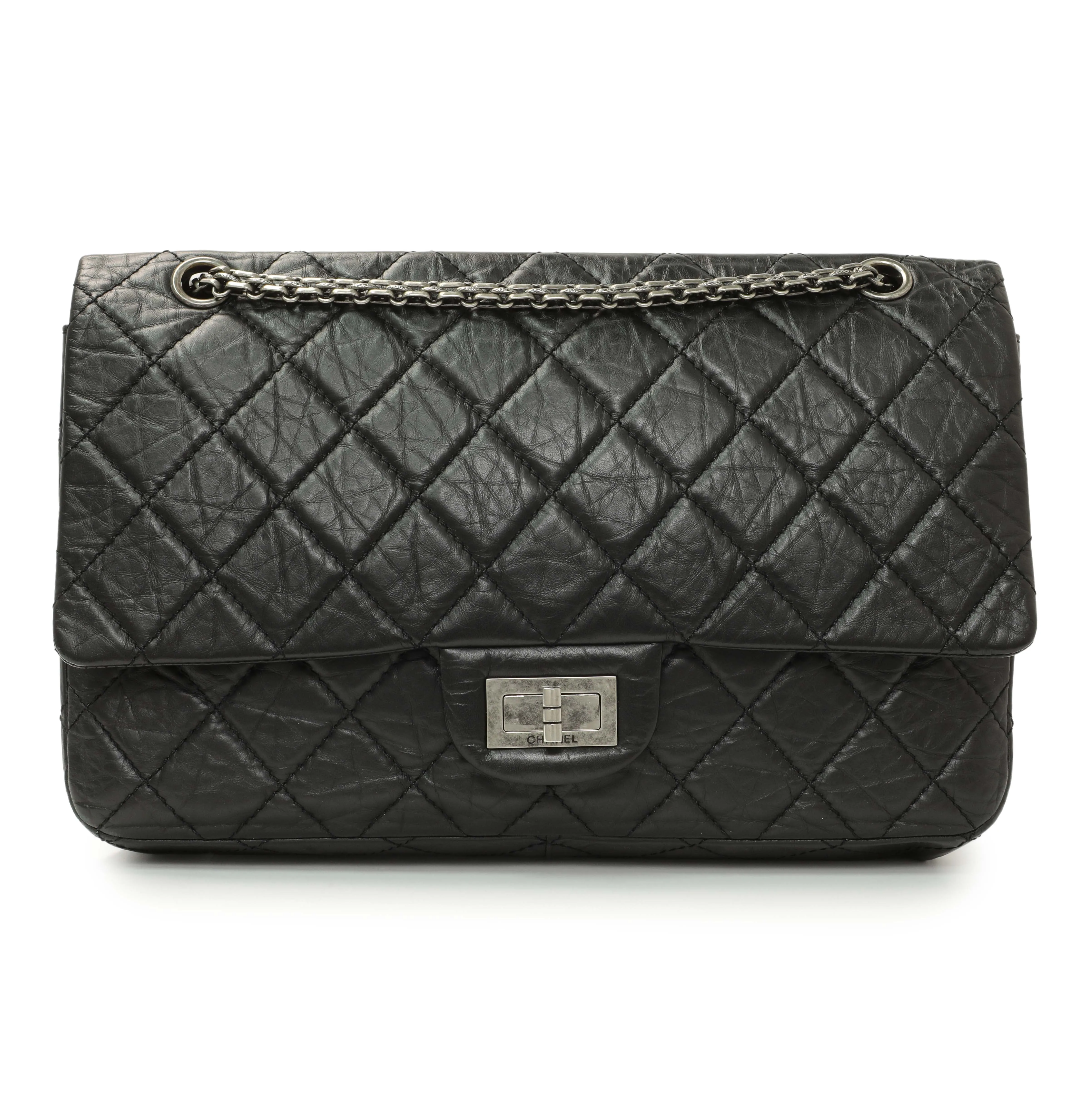 Chanel Black Quilted Aged Calfskin 2.55 Reissue 227 Flap