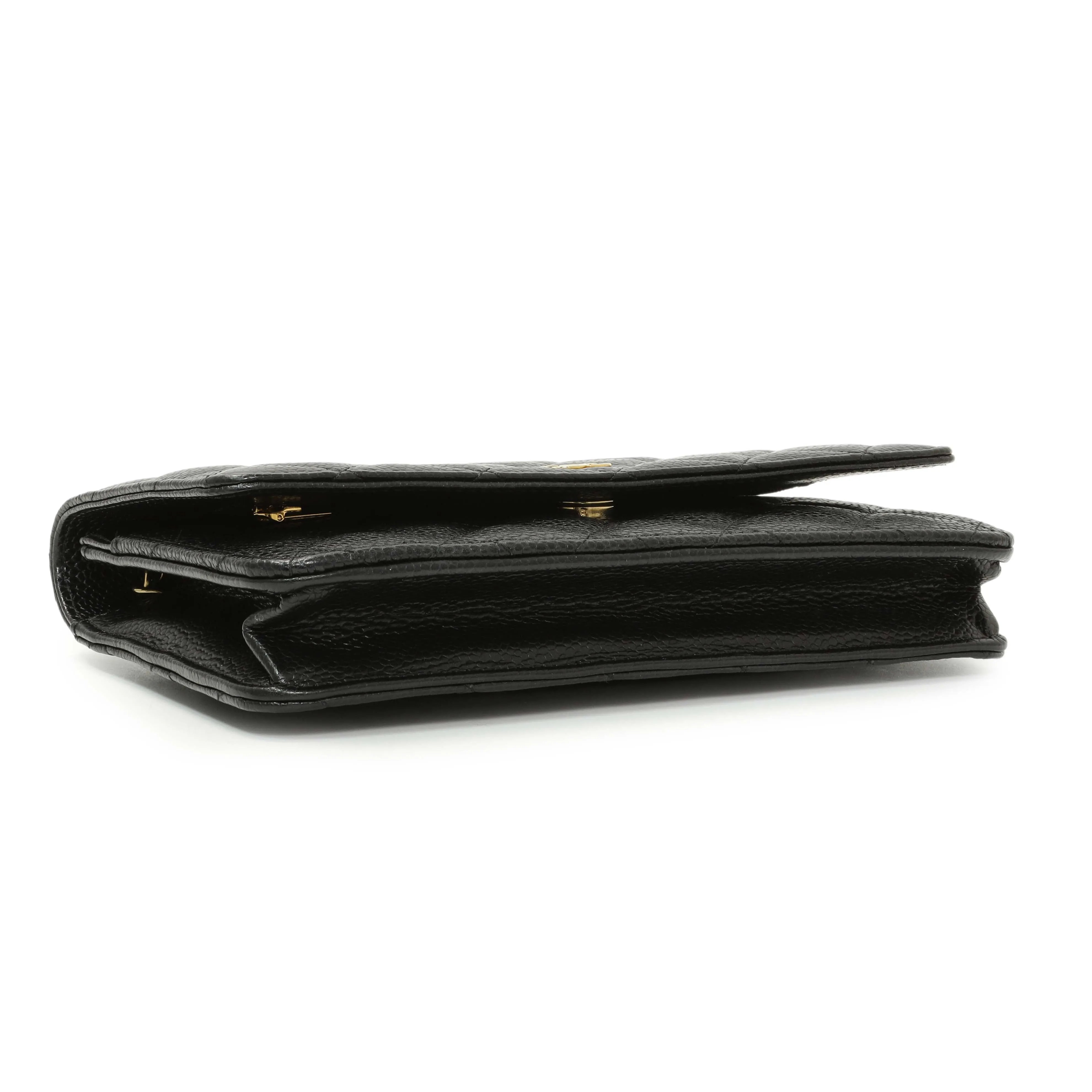 Chanel Black Quilted Caviar Wallet on Chain