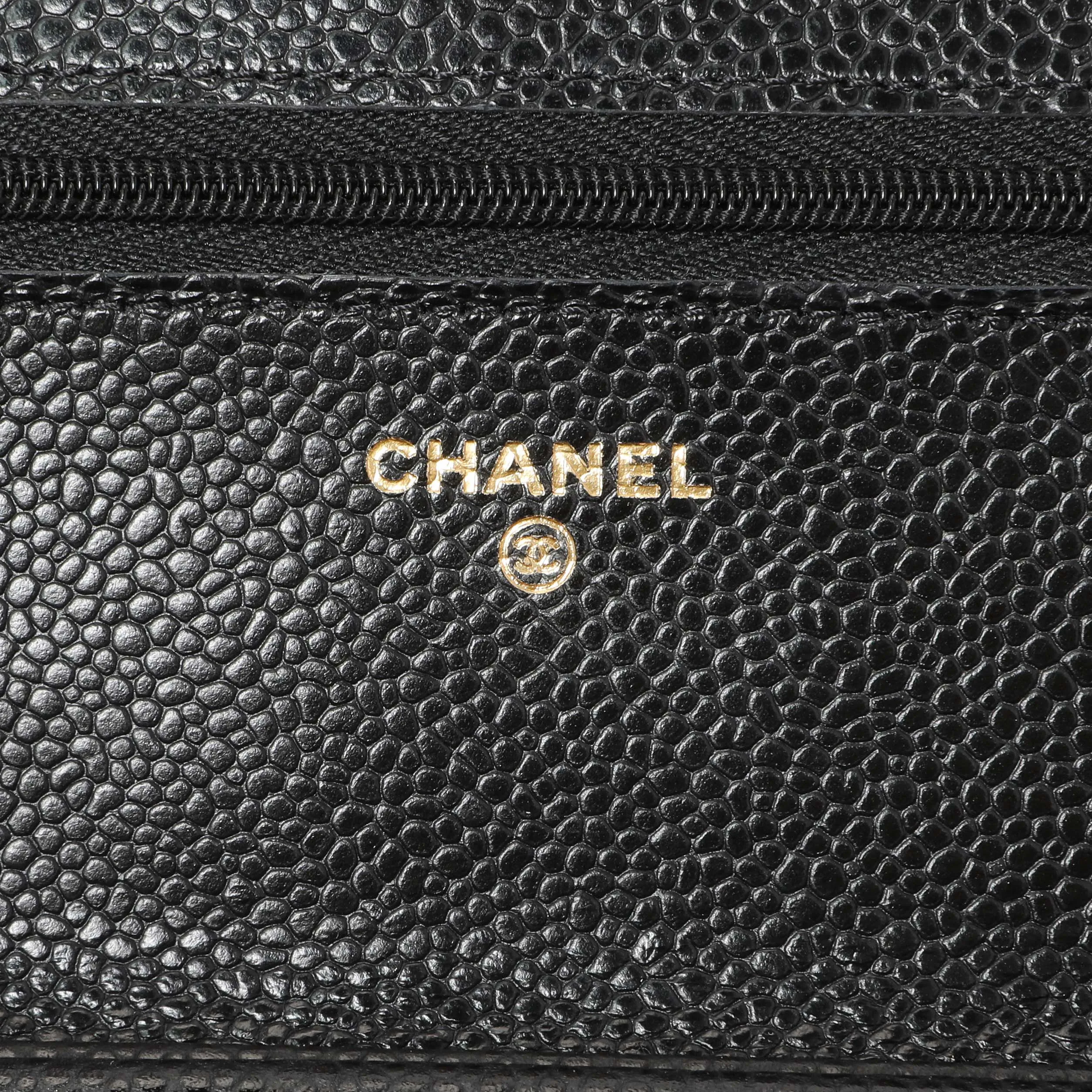 Chanel Black Quilted Caviar Wallet on Chain