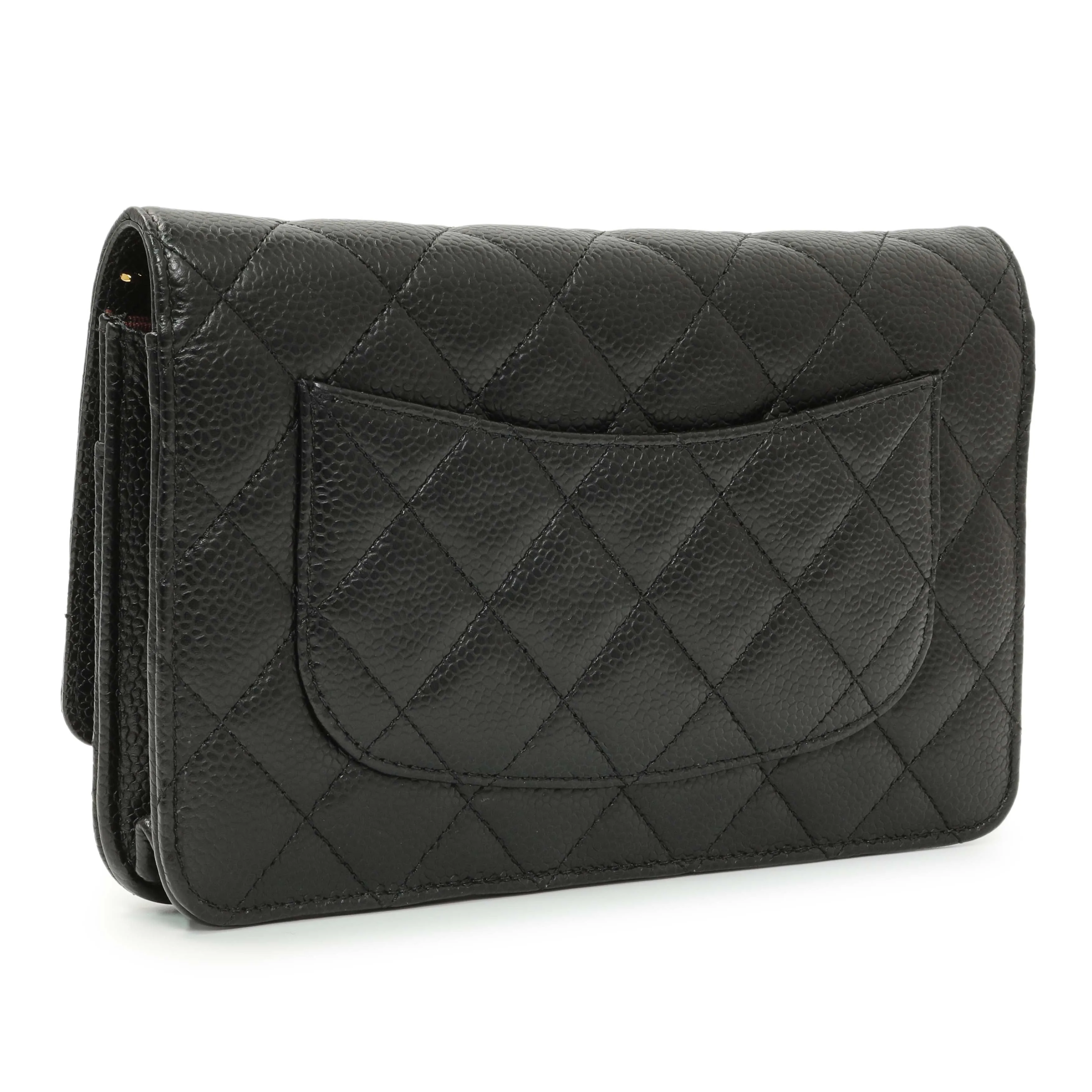 Chanel Black Quilted Caviar Wallet on Chain