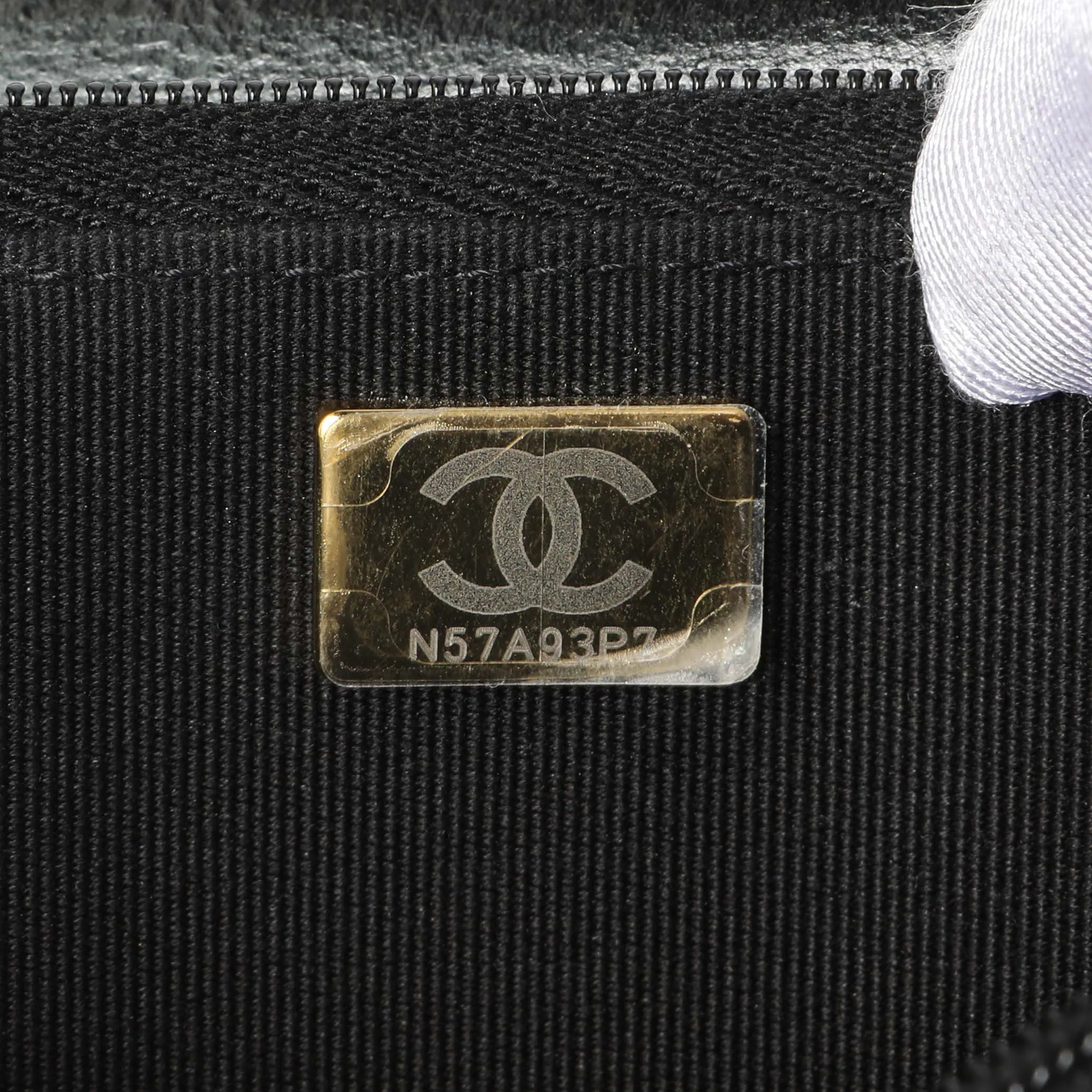 Chanel Black Quilted Crumpled Lambskin Pearl Top Handle Wallet on Chain WOC