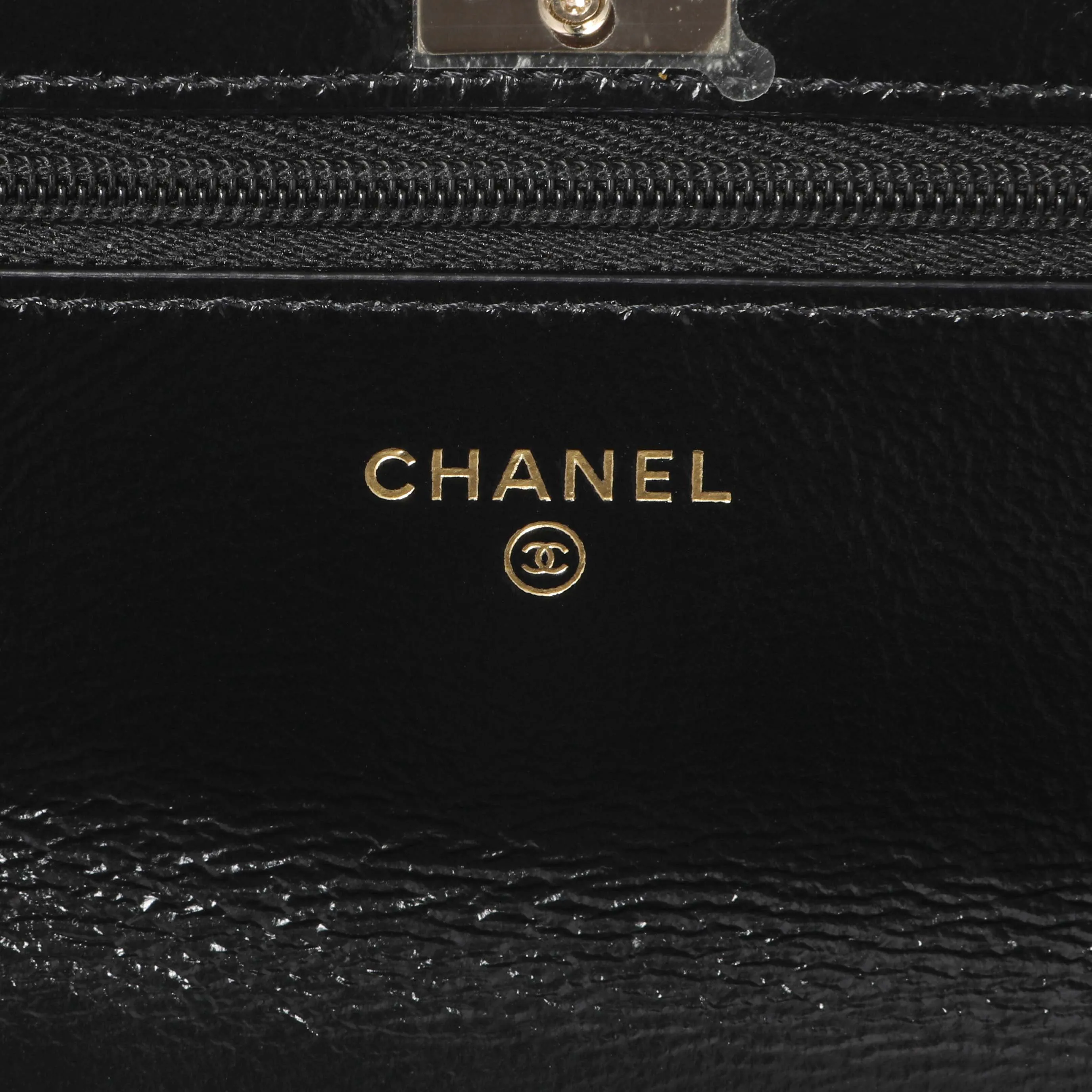 Chanel Black Quilted Crumpled Lambskin Pearl Top Handle Wallet on Chain WOC