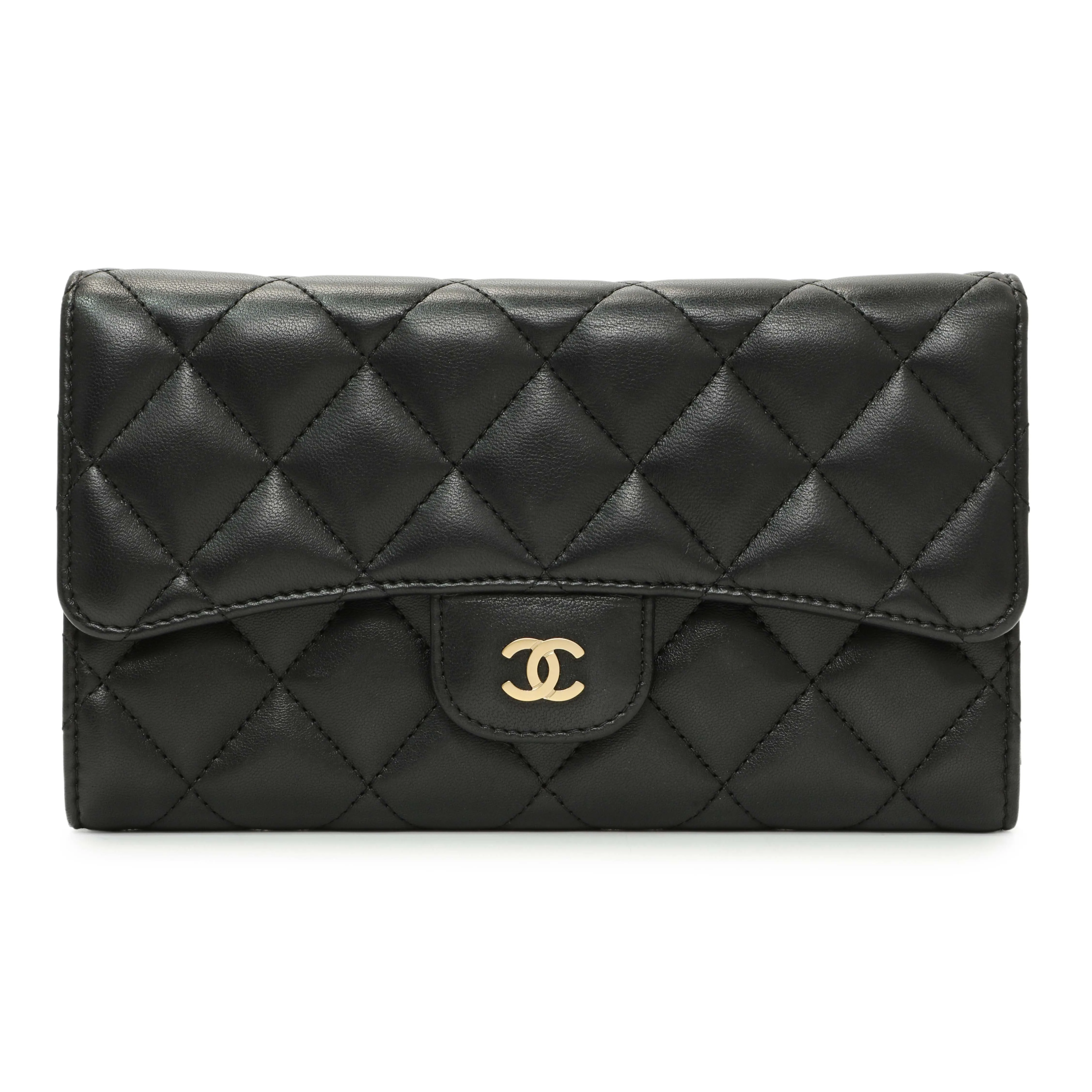 Chanel Black Quilted Lambskin Large Flap Wallet