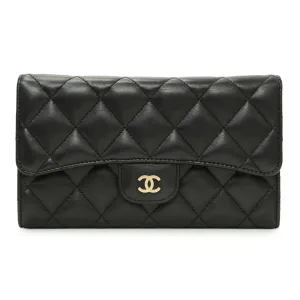 Chanel Black Quilted Lambskin Large Flap Wallet