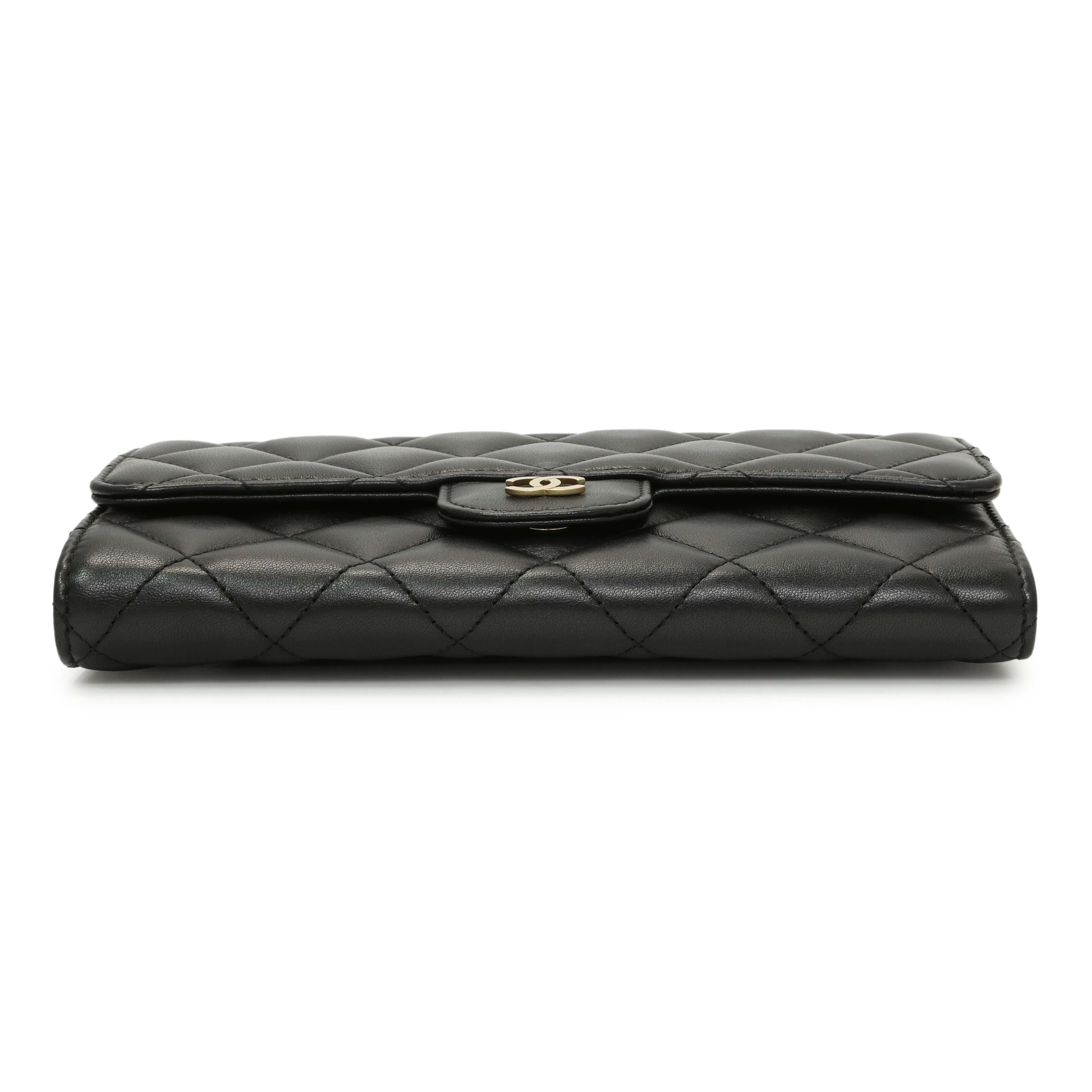 Chanel Black Quilted Lambskin Large Flap Wallet
