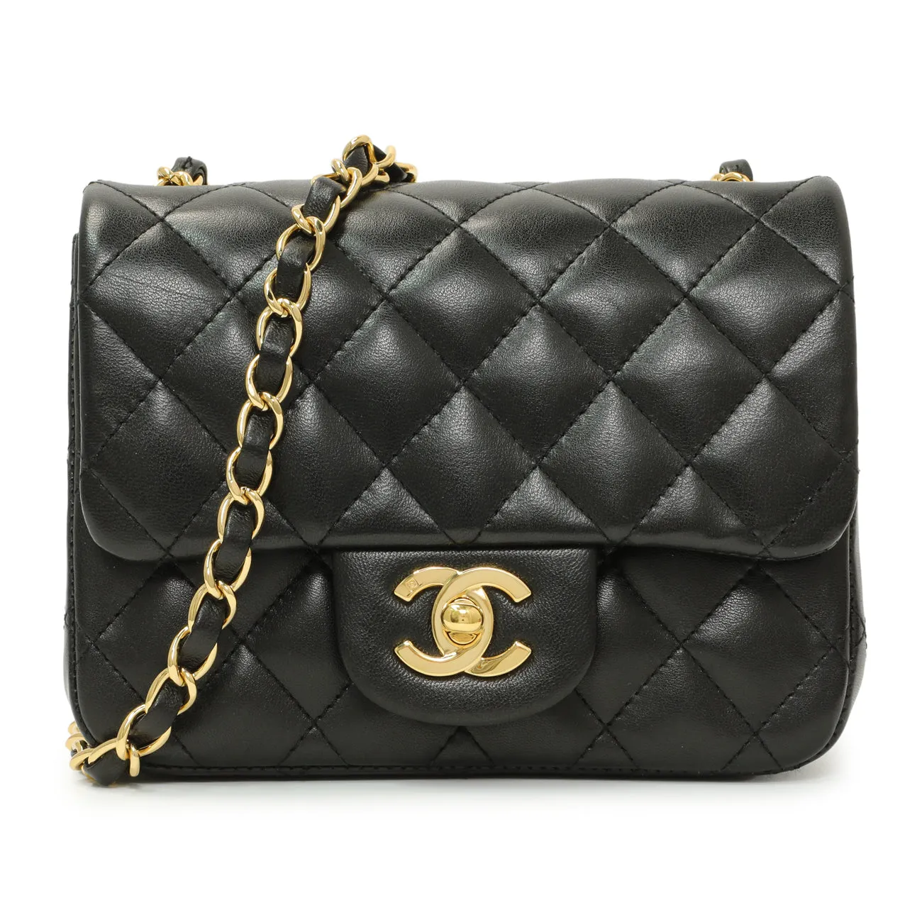 Chanel Black Quilted Lambskin Mini Square Flap