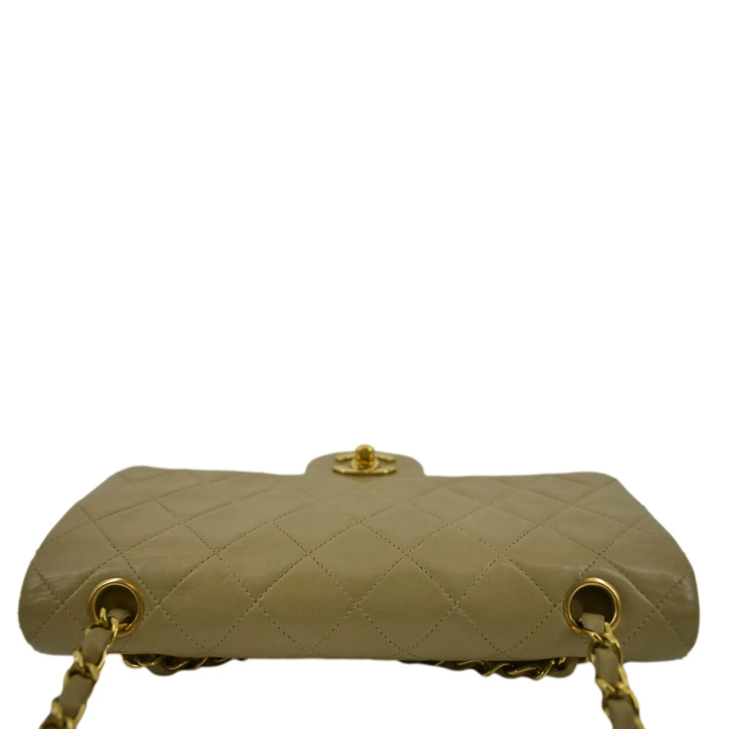 CHANEL Classic Double Flap Leather Shoulder Bag Taupe