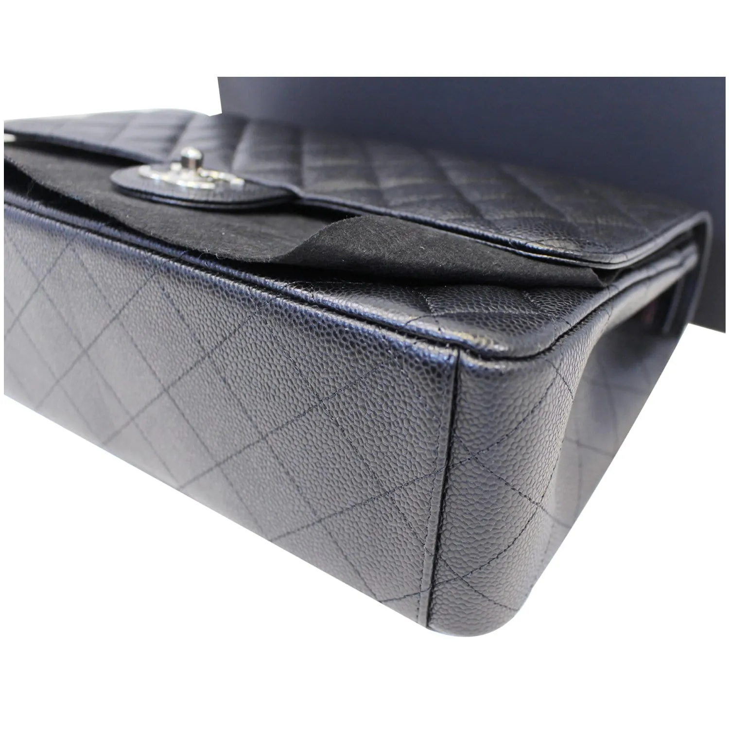 CHANEL Classic Maxi Jumbo Double Flap Caviar Leather Shoulder Bag