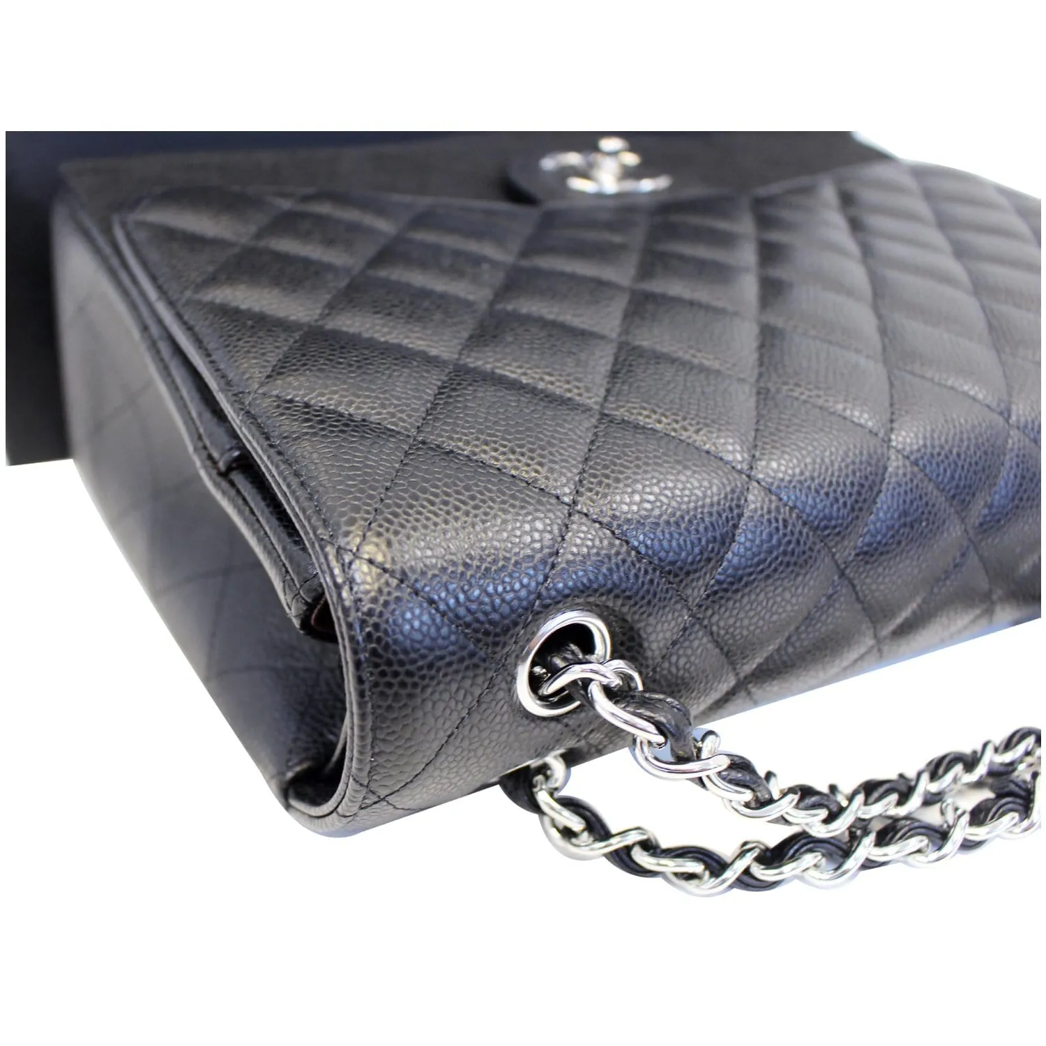 CHANEL Classic Maxi Jumbo Double Flap Caviar Leather Shoulder Bag