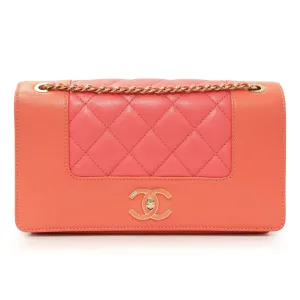Chanel Coral Orange Quilted Sheepskin Medium Vintage Mademoiselle Flap