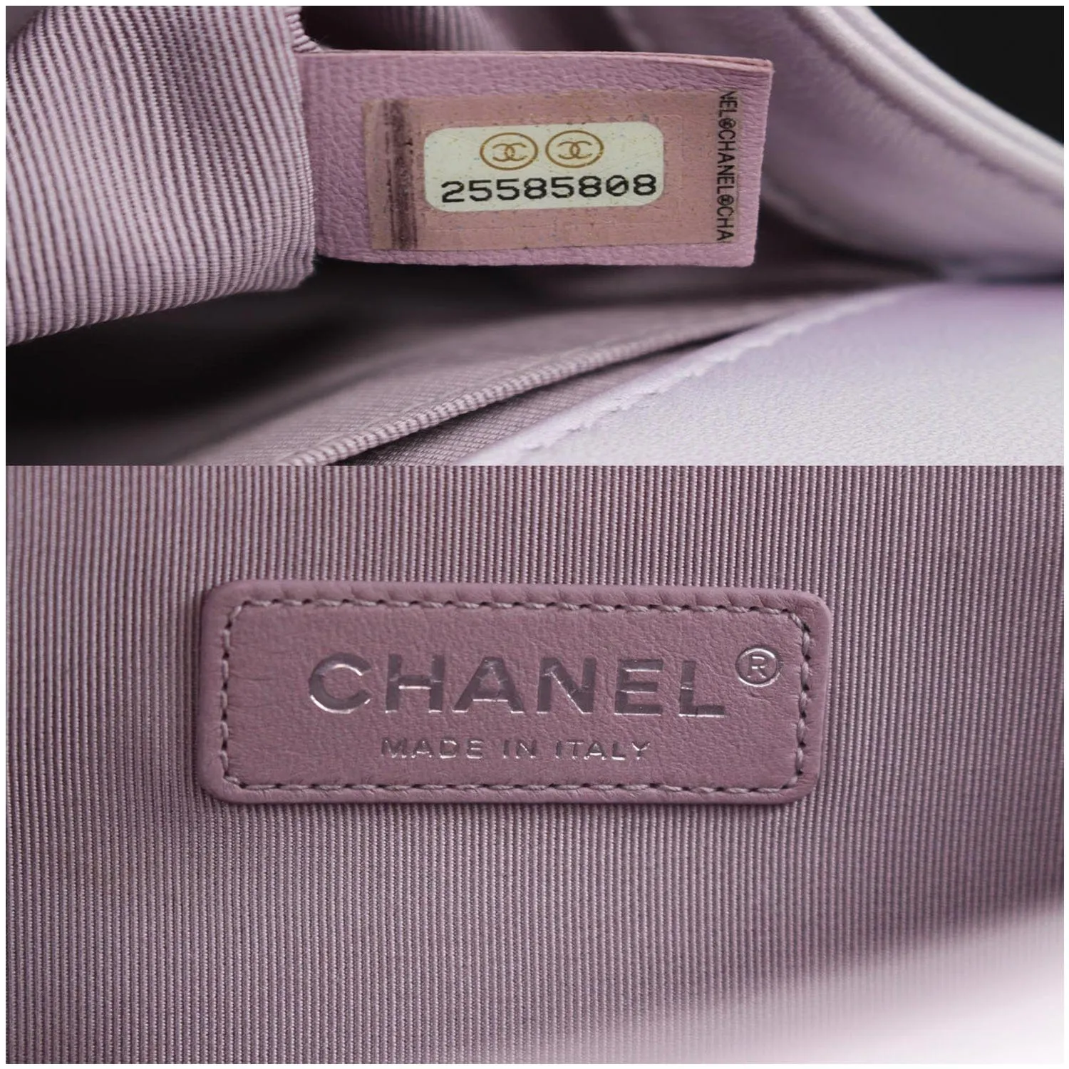 CHANEL Medium Boy Flap Chevron Leather Shoulder Bag Iridescent Lilac