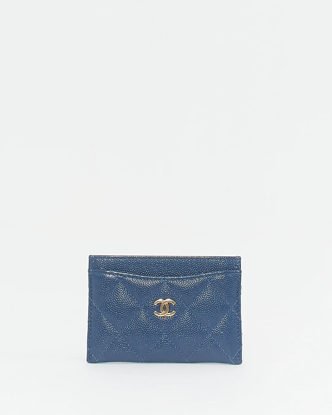 Chanel Navy Blue Caviar Leather Card Holder