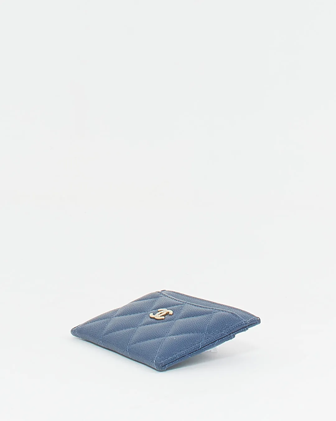 Chanel Navy Blue Caviar Leather Card Holder
