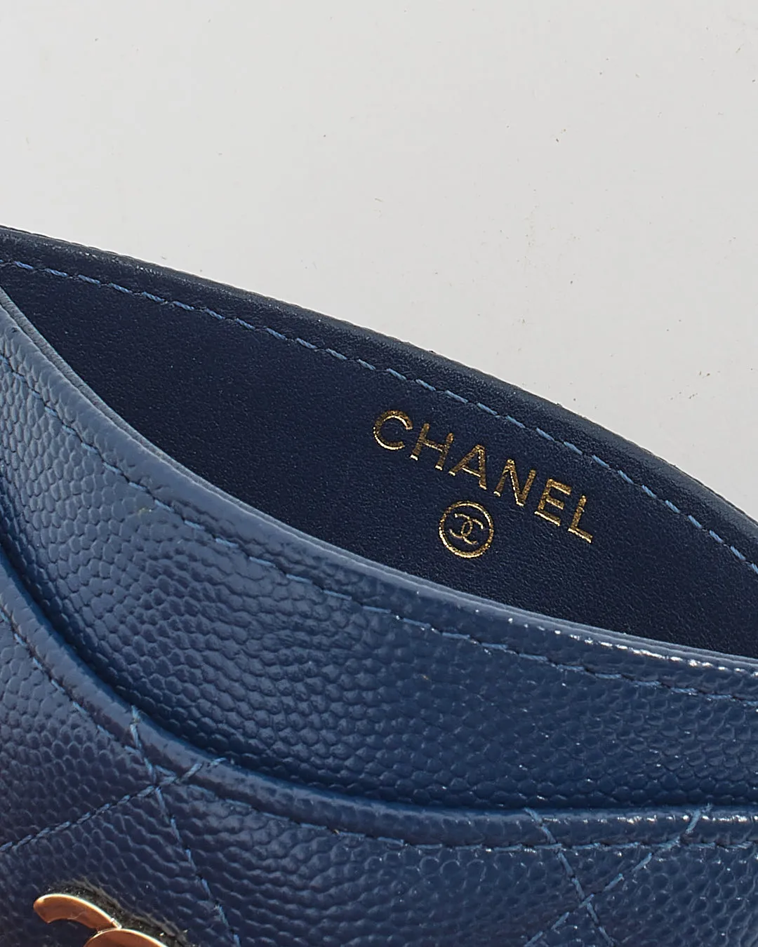 Chanel Navy Blue Caviar Leather Card Holder