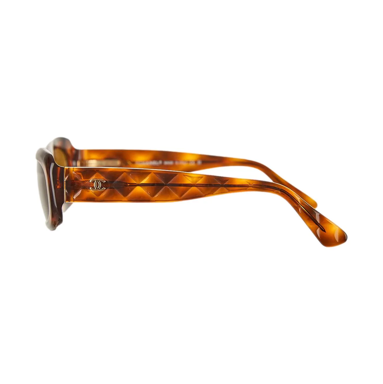 Chanel Tortoise Quilted Logo Sunglasses