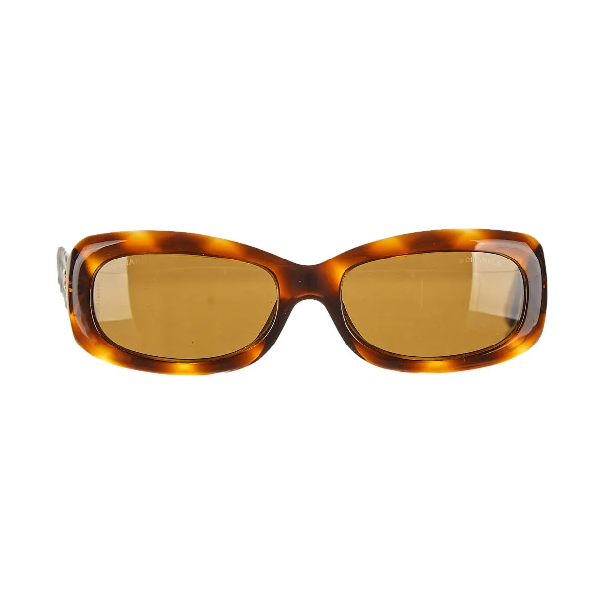 Chanel Tortoise Quilted Logo Sunglasses