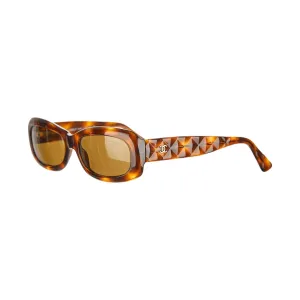Chanel Tortoise Quilted Logo Sunglasses