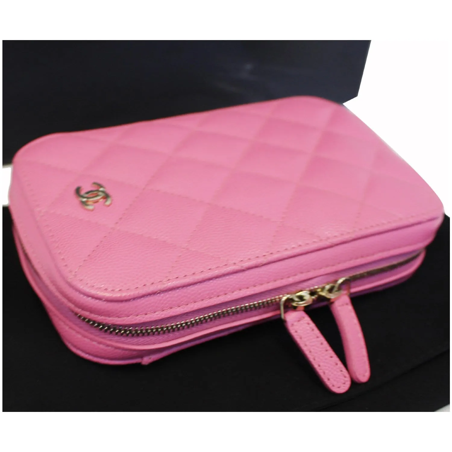 CHANEL Wallet On Chain WOC Caviar Leather Phone Holder Pink