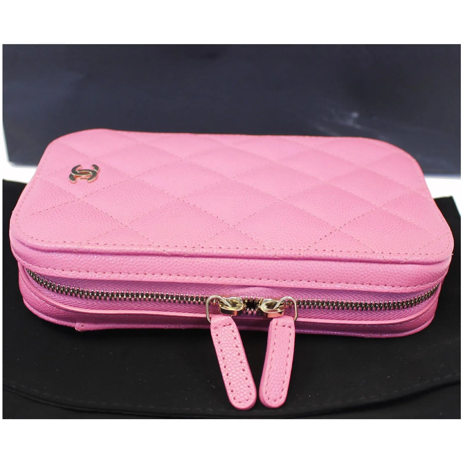 CHANEL Wallet On Chain WOC Caviar Leather Phone Holder Pink