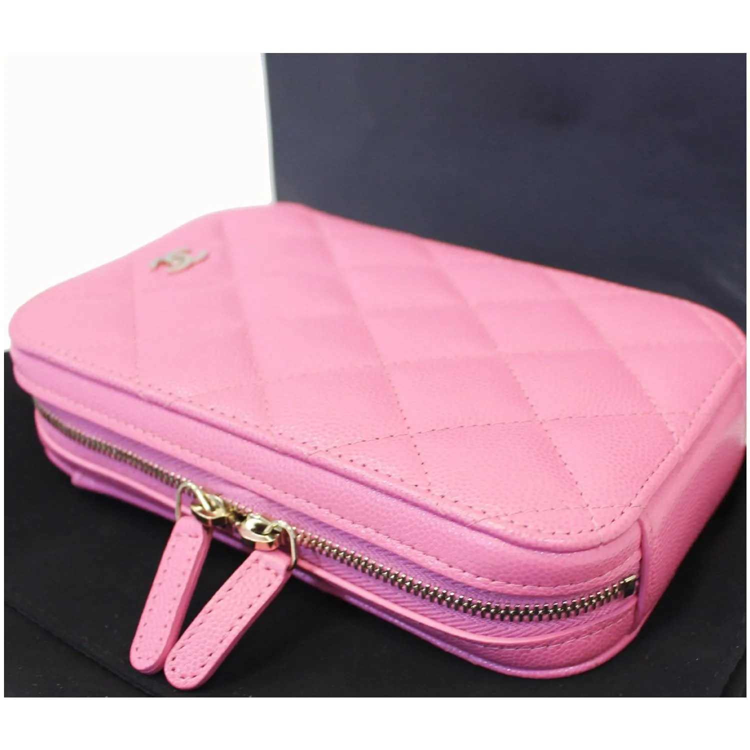 CHANEL Wallet On Chain WOC Caviar Leather Phone Holder Pink