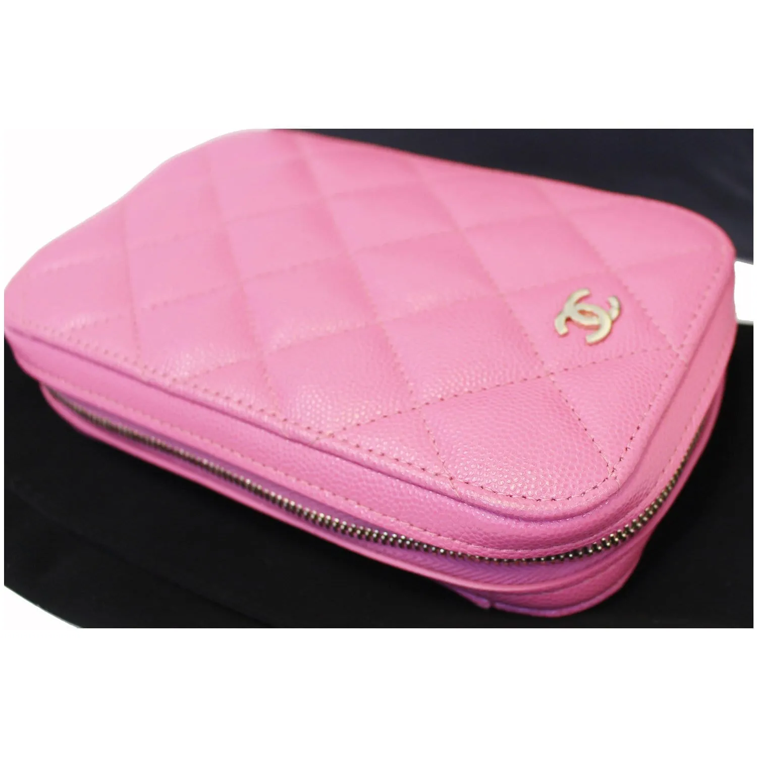 CHANEL Wallet On Chain WOC Caviar Leather Phone Holder Pink