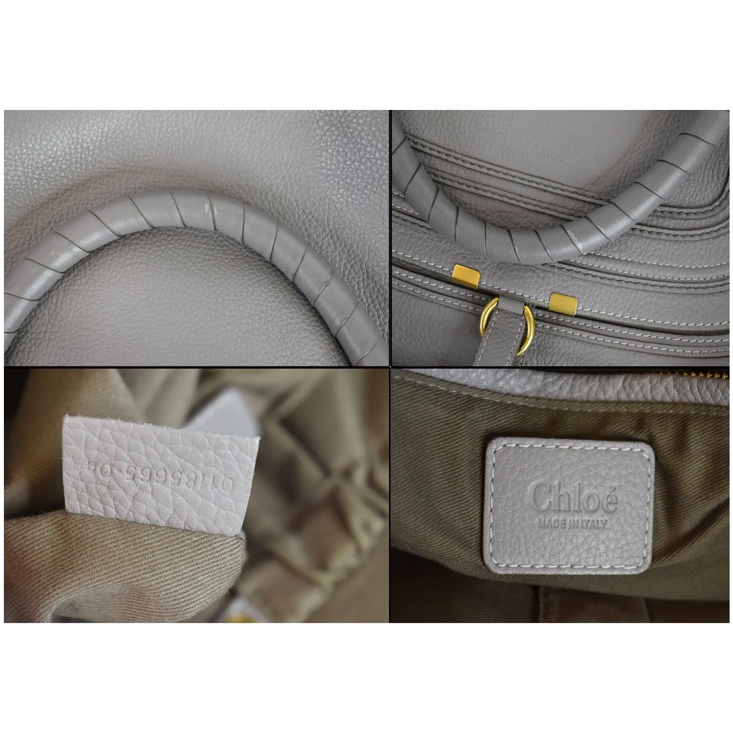 CHLOE Marcie Large Calfskin Leather Shoulder Bag Grey