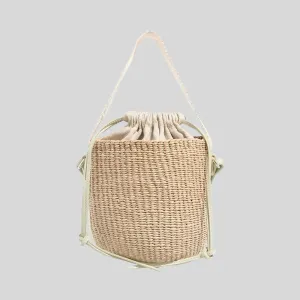 CHLOE Small Woody Basket In Natural Fibers Light Eucalyptus RB-CHC23AS381L1838A