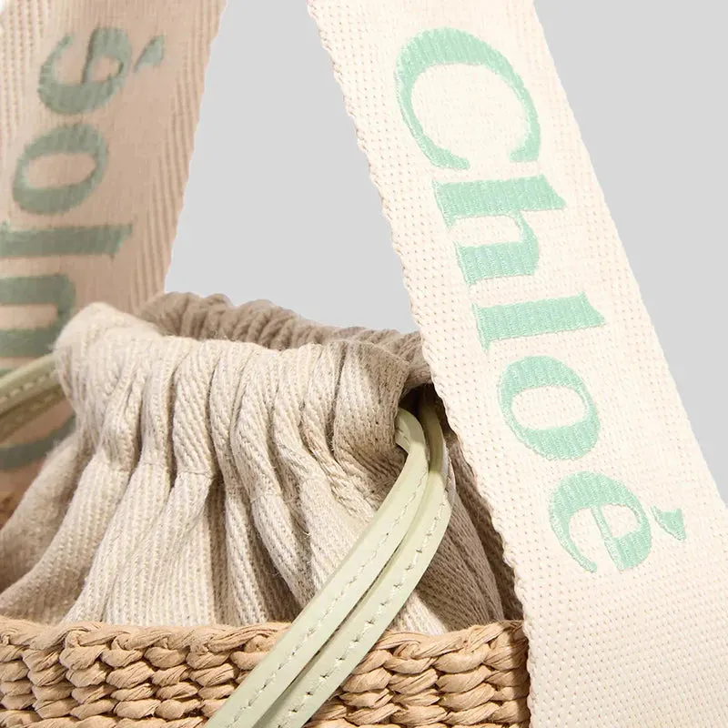 CHLOE Small Woody Basket In Natural Fibers Light Eucalyptus RB-CHC23AS381L1838A