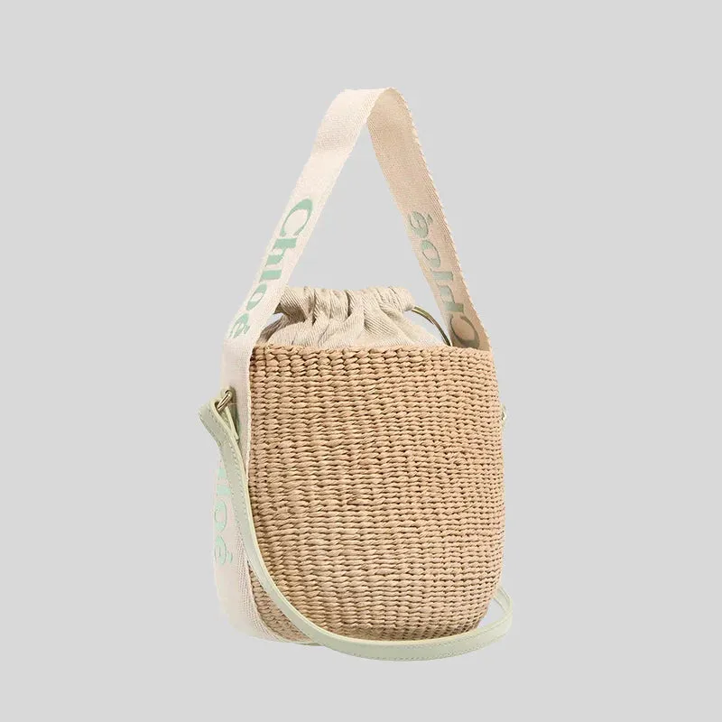 CHLOE Small Woody Basket In Natural Fibers Light Eucalyptus RB-CHC23AS381L1838A