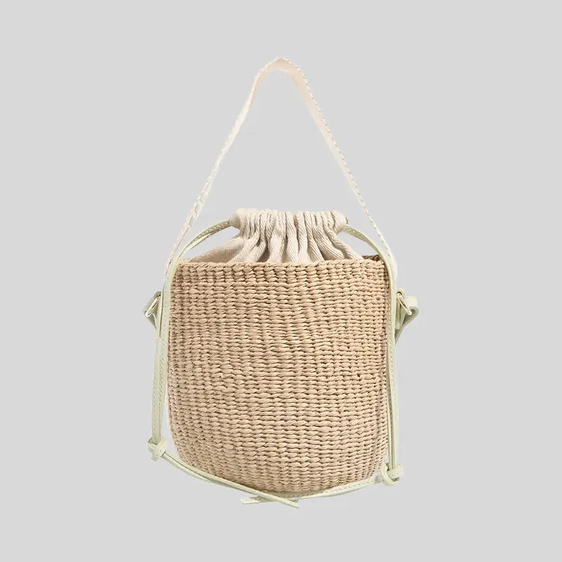 CHLOE Small Woody Basket In Natural Fibers Light Eucalyptus RB-CHC23AS381L1838A