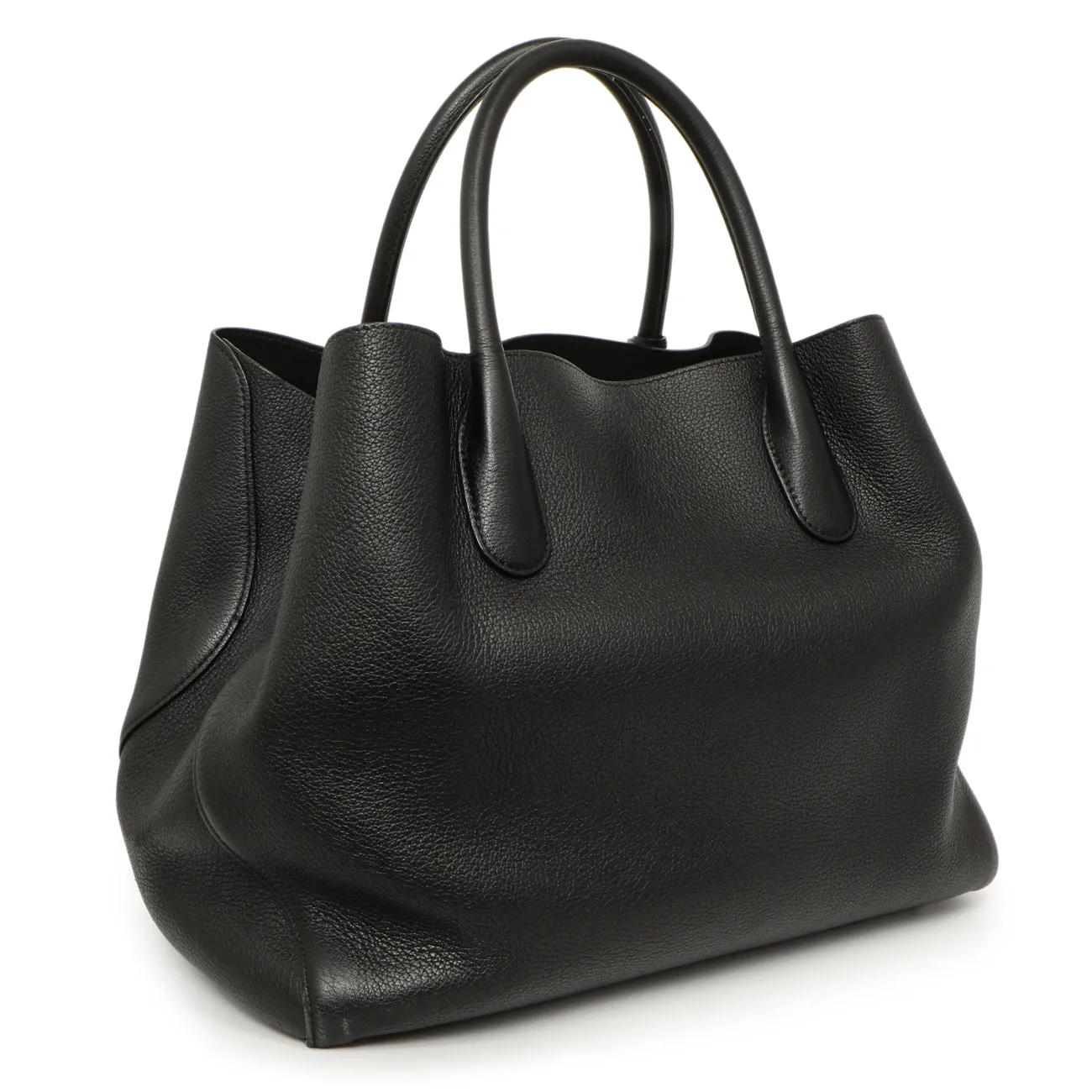Christian Dior Black Grained Calfskin Large Open Bar Tote