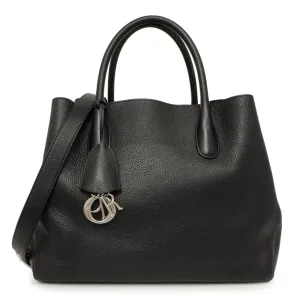 Christian Dior Black Grained Calfskin Large Open Bar Tote