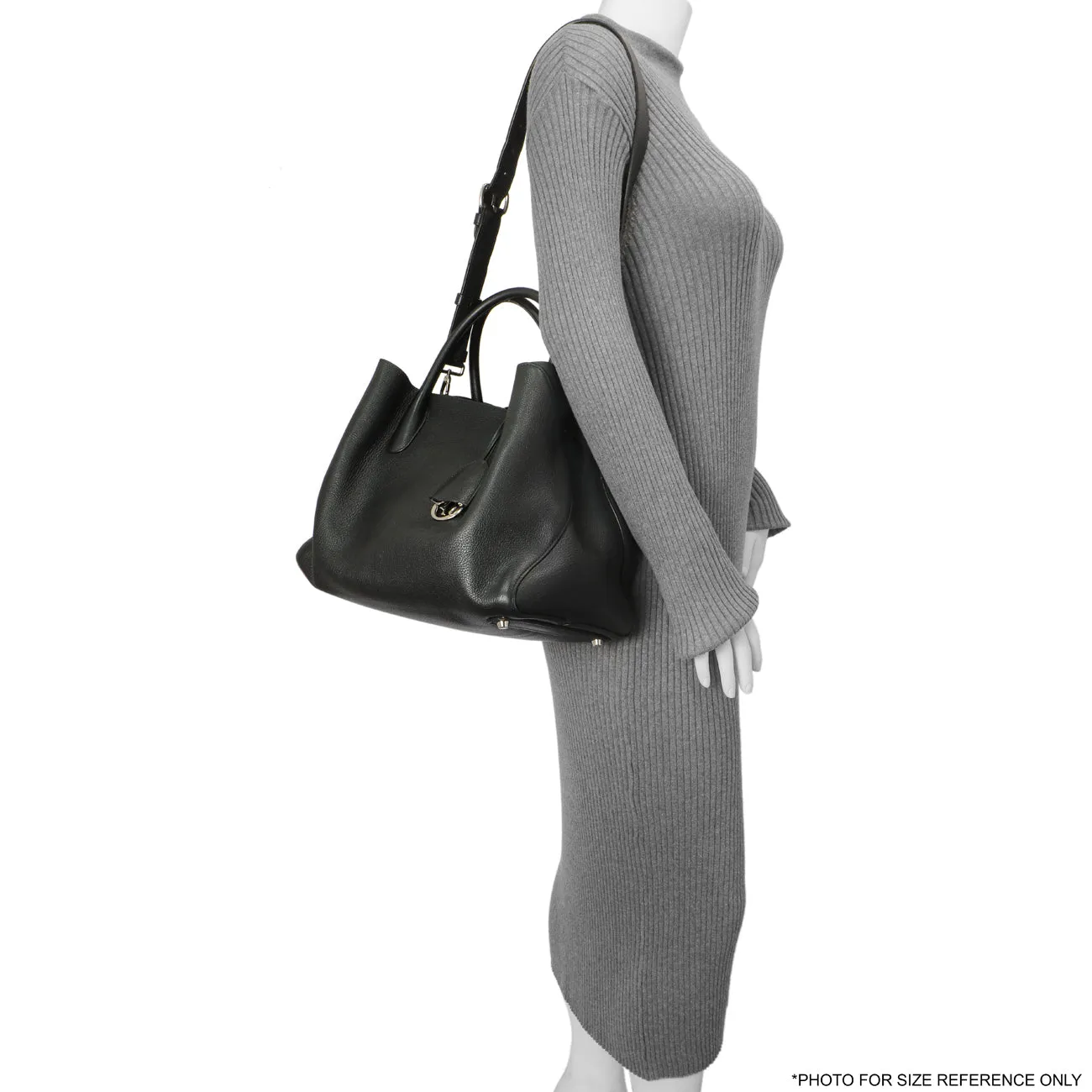 Christian Dior Black Grained Calfskin Large Open Bar Tote