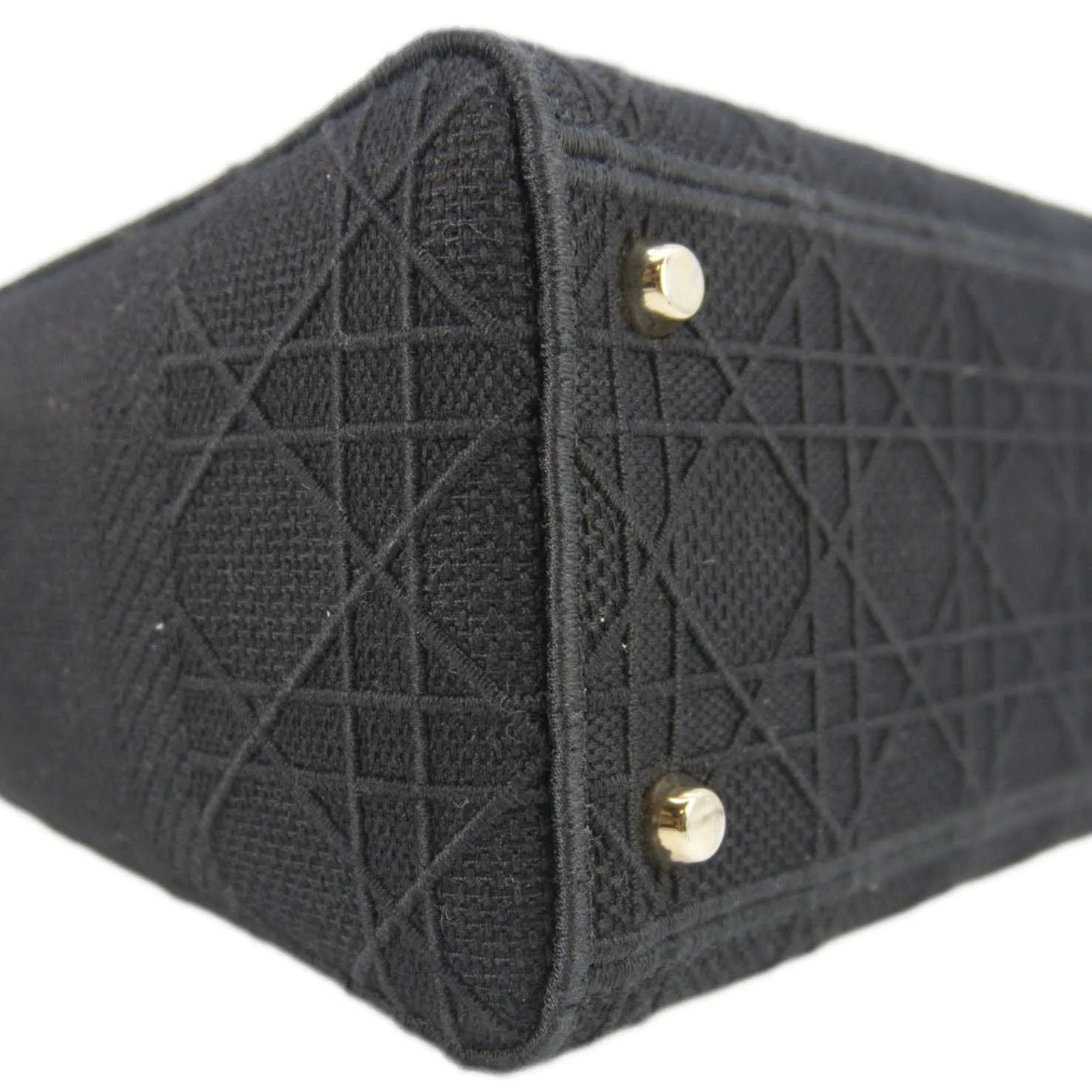 CHRISTIAN DIOR Lady dior D-Lite Embroidered Canvas Shoulder Bag Black
