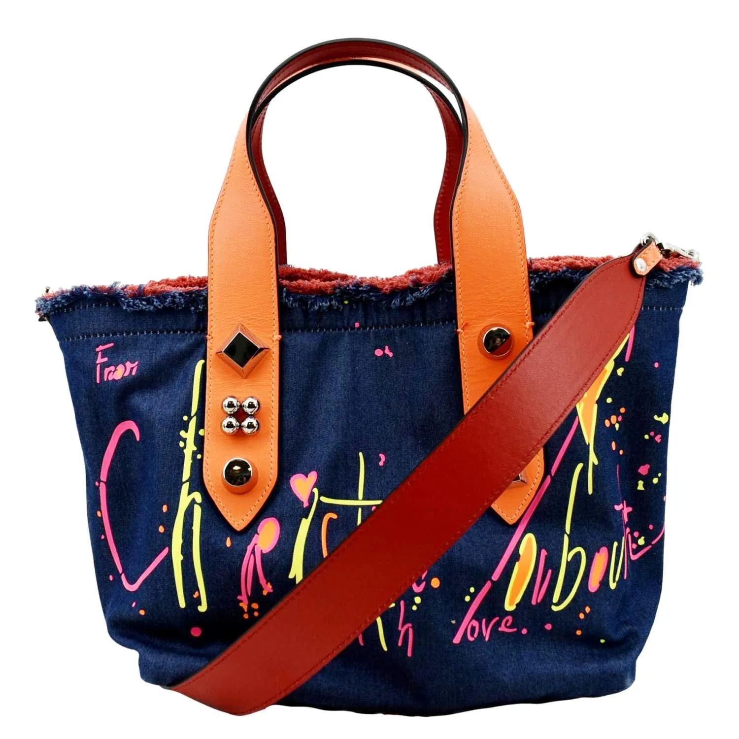 CHRISTIAN LOUBOUTIN Frangibus Small Denim Shoulder Bag Blue
