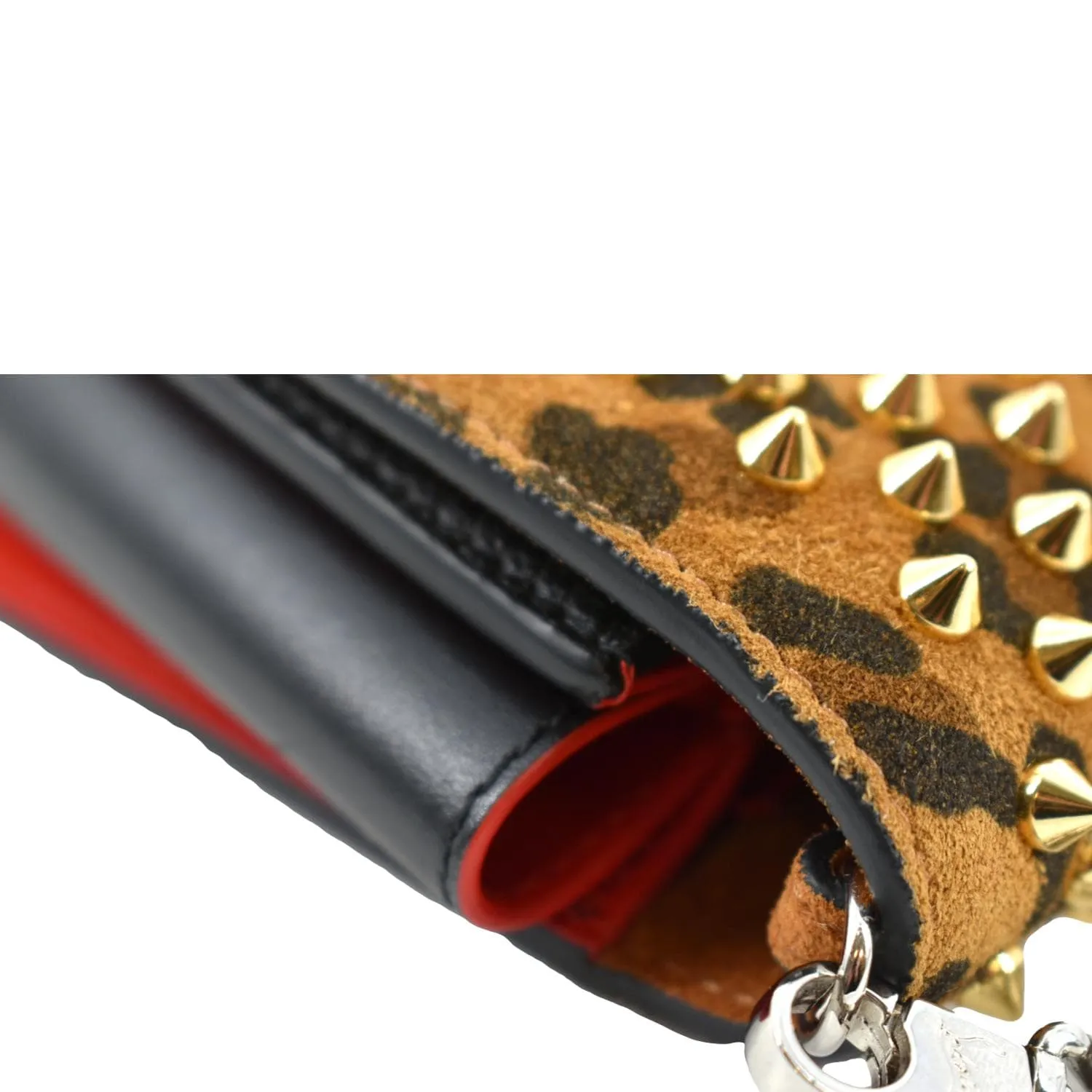 CHRISTIAN LOUBOUTIN Paloma Leopard Print Calfskin Leather Crossbody Bag Black