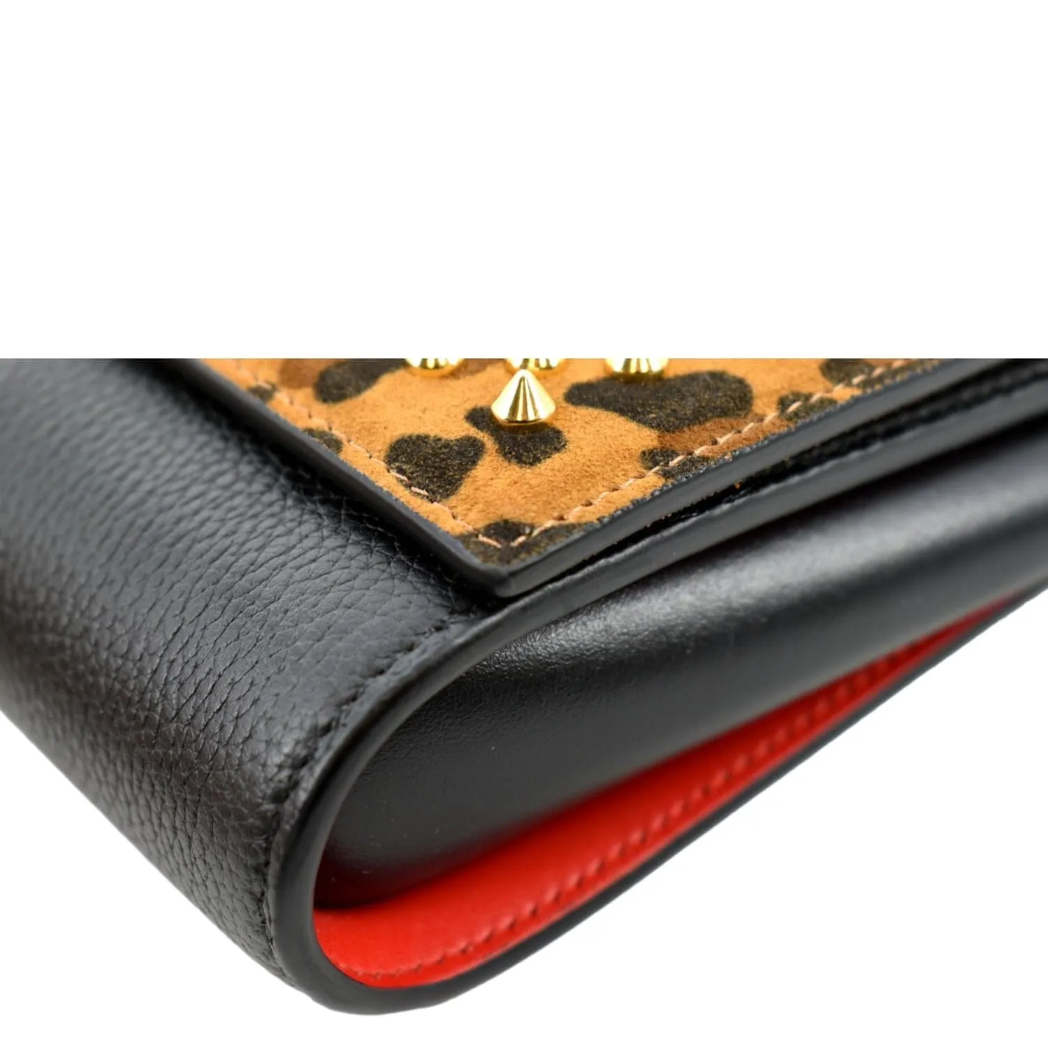 CHRISTIAN LOUBOUTIN Paloma Leopard Print Calfskin Leather Crossbody Bag Black