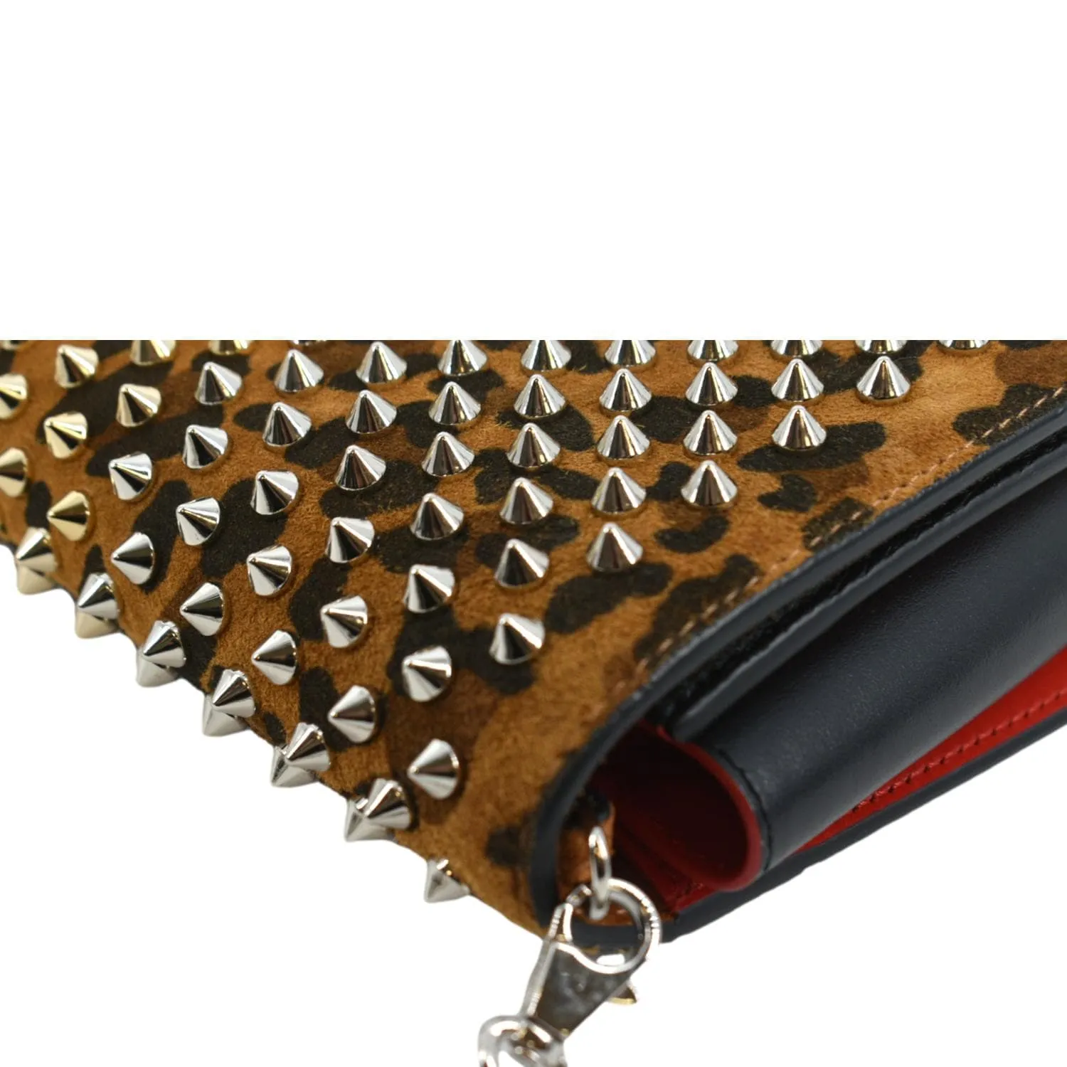 CHRISTIAN LOUBOUTIN Paloma Leopard Print Calfskin Leather Crossbody Bag Black