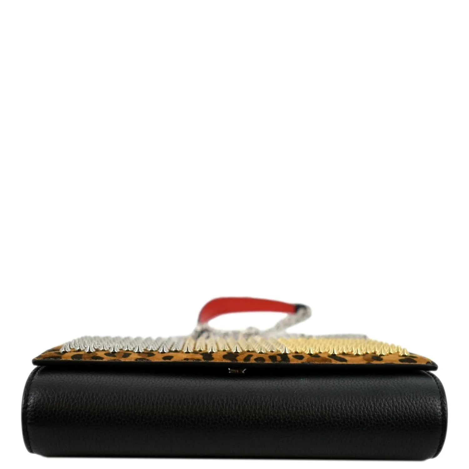 CHRISTIAN LOUBOUTIN Paloma Leopard Print Calfskin Leather Crossbody Bag Black