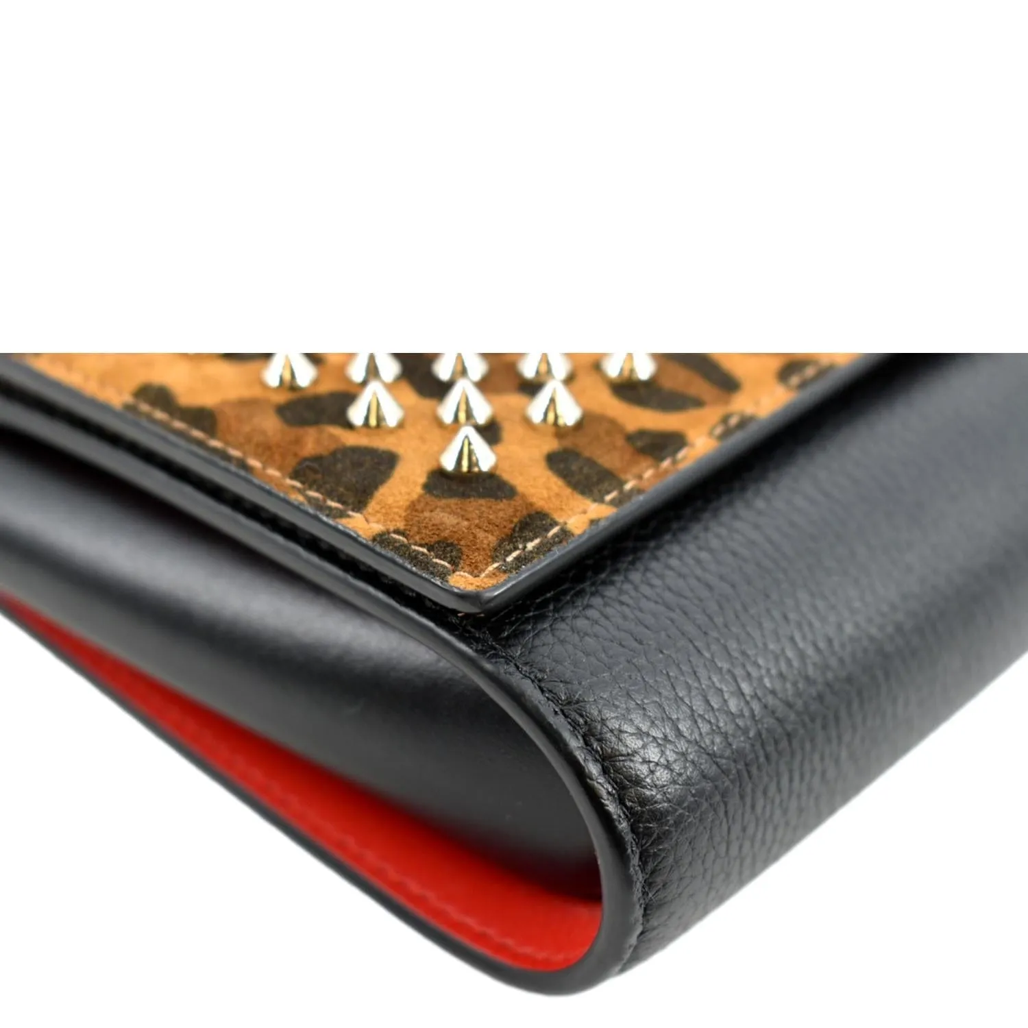 CHRISTIAN LOUBOUTIN Paloma Leopard Print Calfskin Leather Crossbody Bag Black