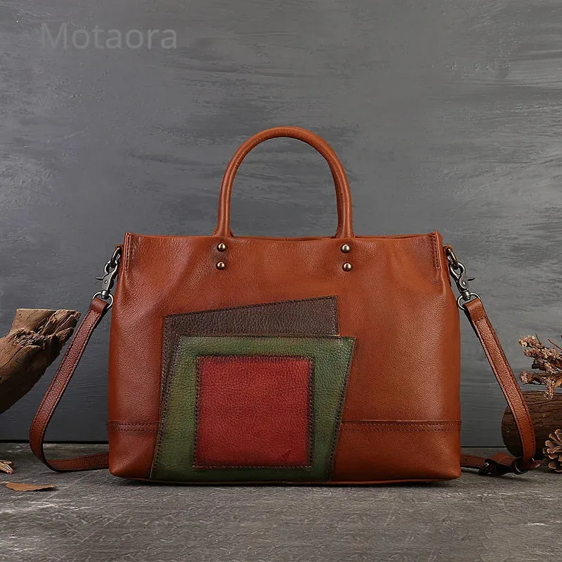 Clara Zipper-Shut Handbag for Women - Black/Brown/Patchwork - One Size