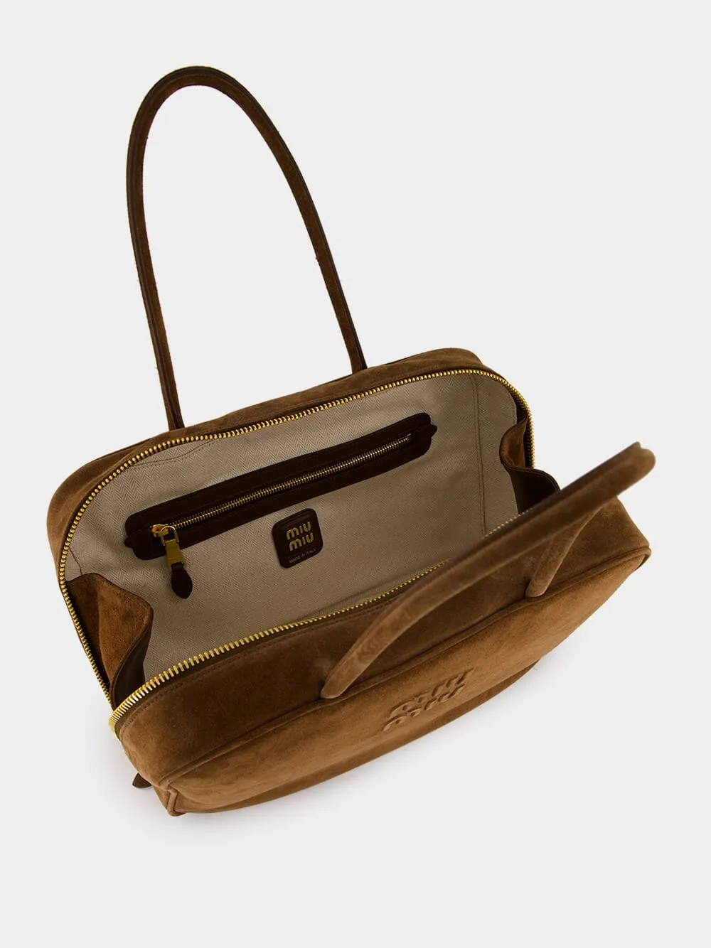 Cocoa Brown Suede Beau Shoulder Bag