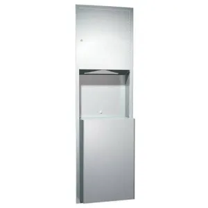Combination Commercial Paper Towel Dispenser/Waste Receptacle, Recessed-Mounted, Stainless Steel ASI 0469-BL